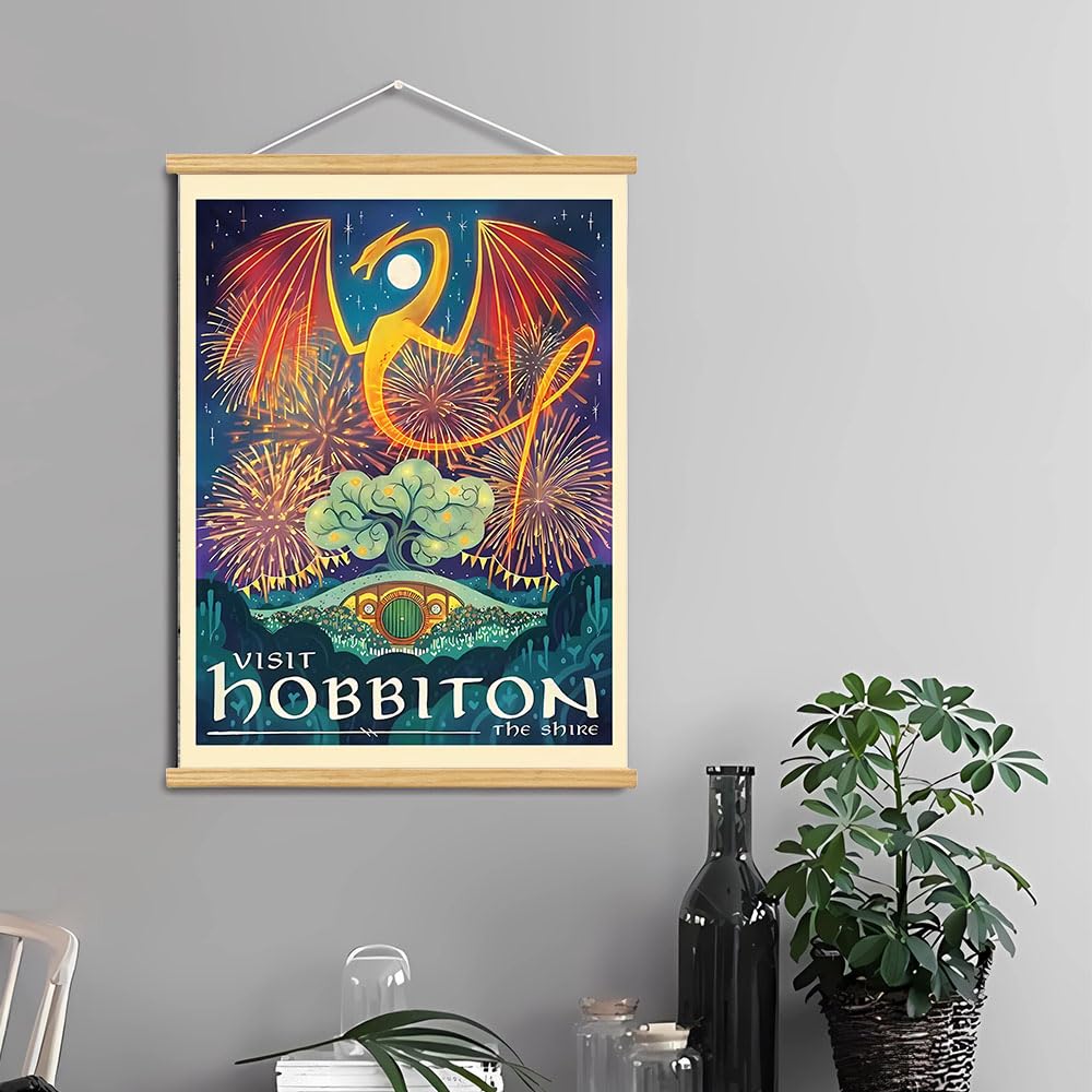 Meksular Middle Earth Landscape Wall Art Prints Canvas Painting Fantasy Posters, Wall Pictures, For Travel Gift, Office Home Dec