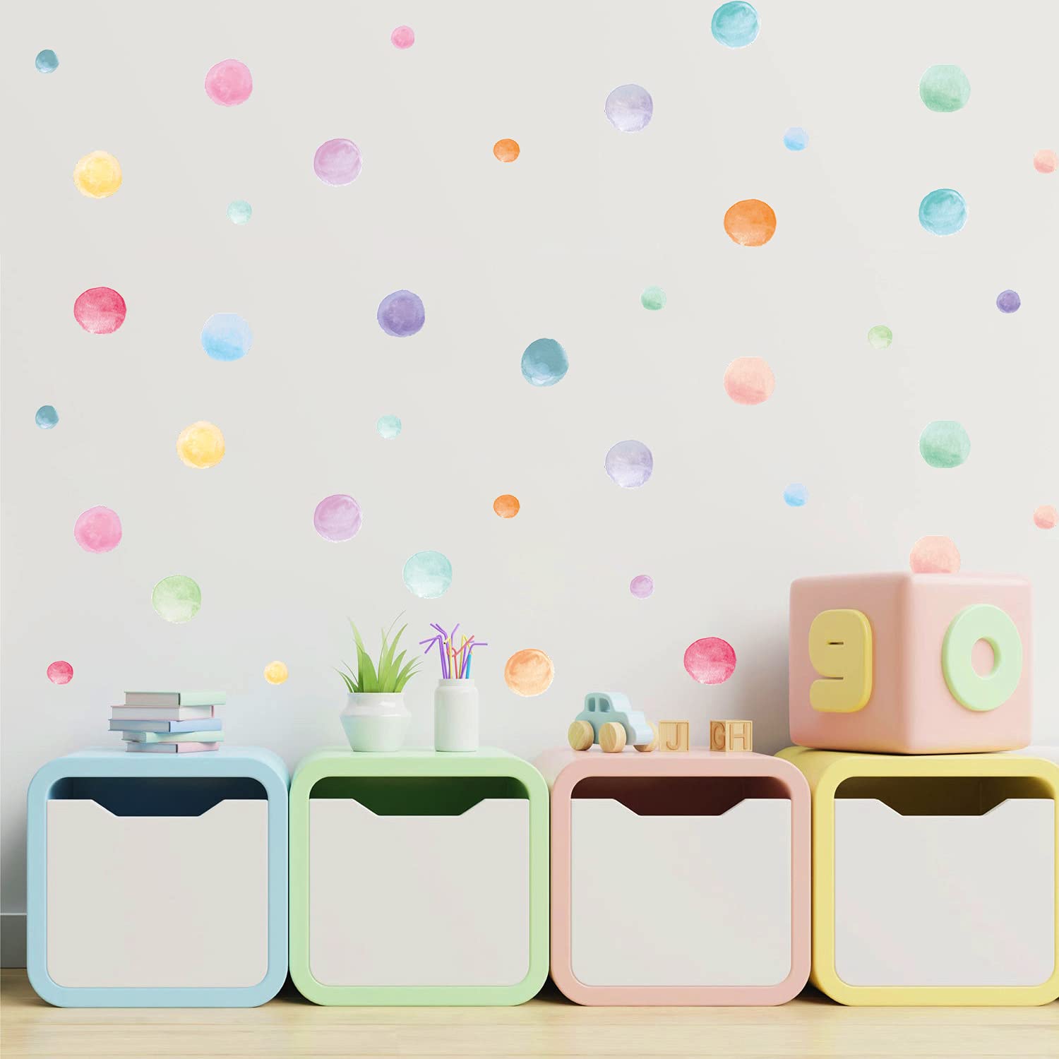 123 Pcs Pastel Polka Dots Wall Stickers  Colorful Round Wall Decal  Peel and Stick Rainbow Wall Stickers  Multicolor Circle Window Clings Decoration for Nursery Wallpaper Kids Bedroom Classroom Wall Decor