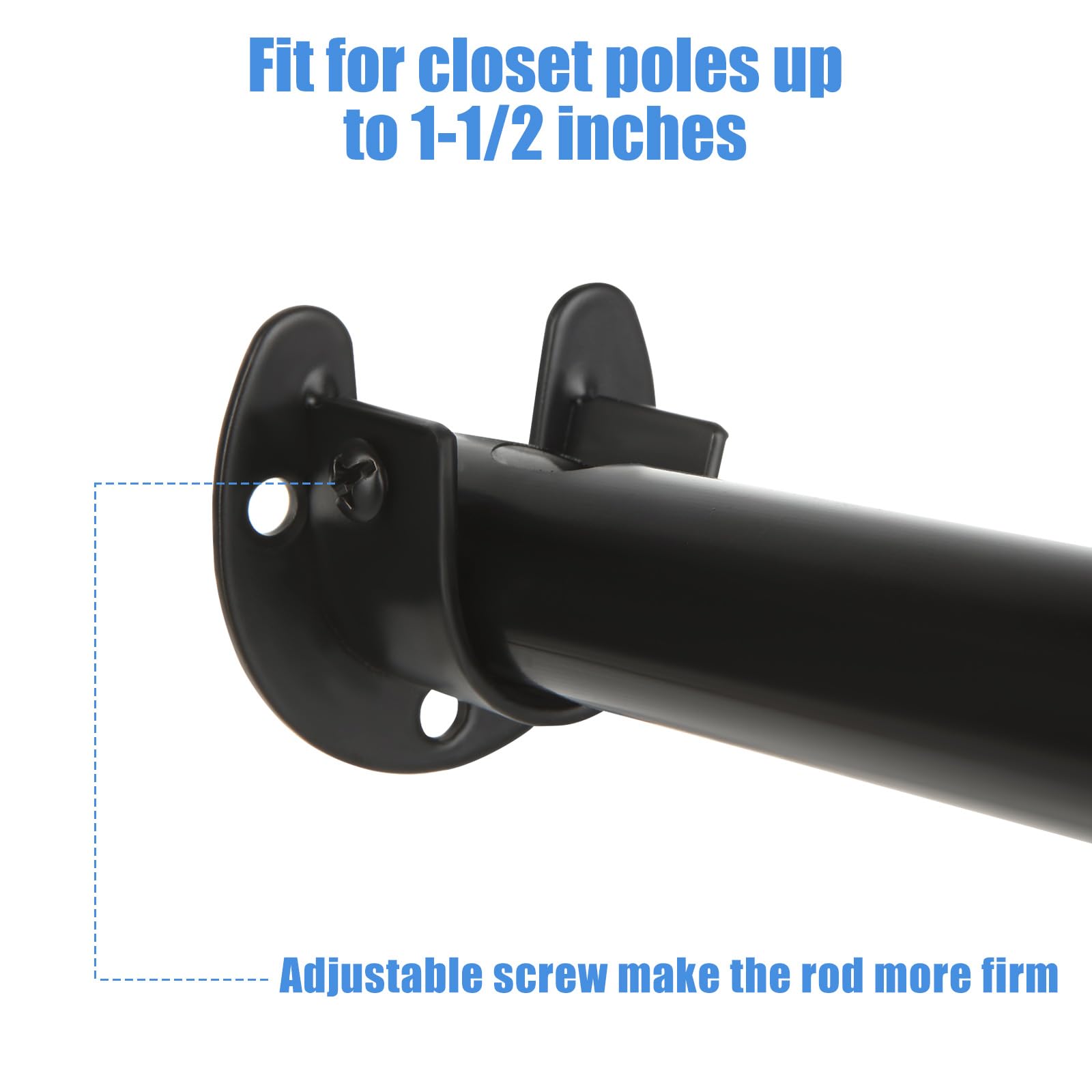 6Pcs Stainless Steel Closet Rod Brackets, 1-1/2 Inch Dia Heavy Duty Socket Flange Rod Holder, Shower Curtain Rod Pole End Suppor