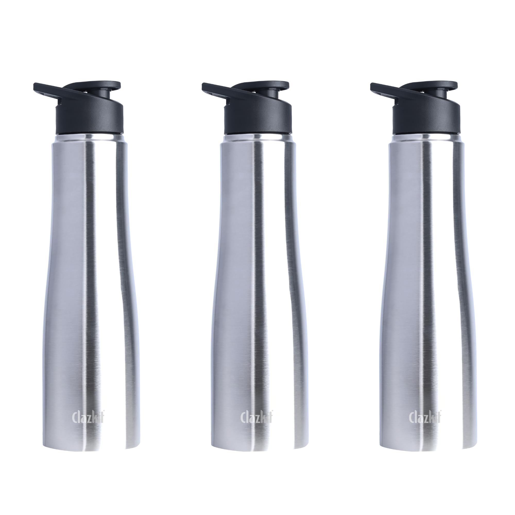 Clazkit Optimus Sporty Stainless Steel Water Bottle 1000Ml Set Of 3|Isi Certified| Leakproof, Rust-Free, Bpa-Free, Durable For C