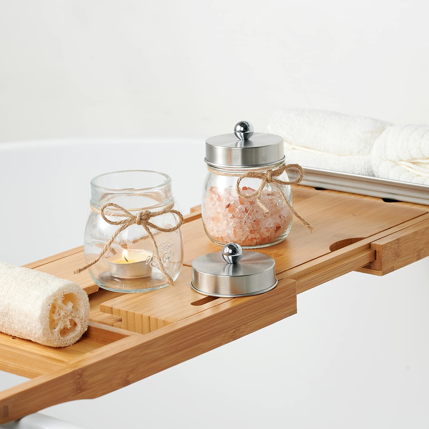 Sheechung Bathroom Organizers And Storage, Qtip Holder Bathroom Set, Mason Jars 8 Oz, Cute Bathroom Decor For Qtips, Cotton Swab