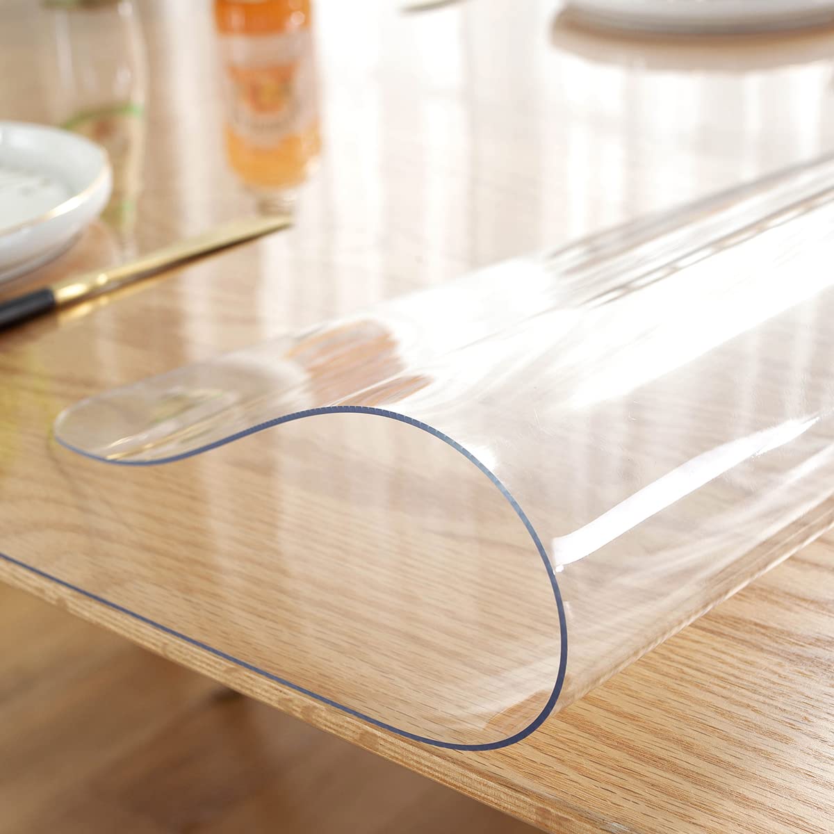 OstepDecor Clear Table Protector  42 x 20 Inch Desk Protector Clear  1.5mm Thick Plastic Clear Desk Pad  Desk Mats on top of Desks  Vinyl Clear Table Cover for Writing Desk