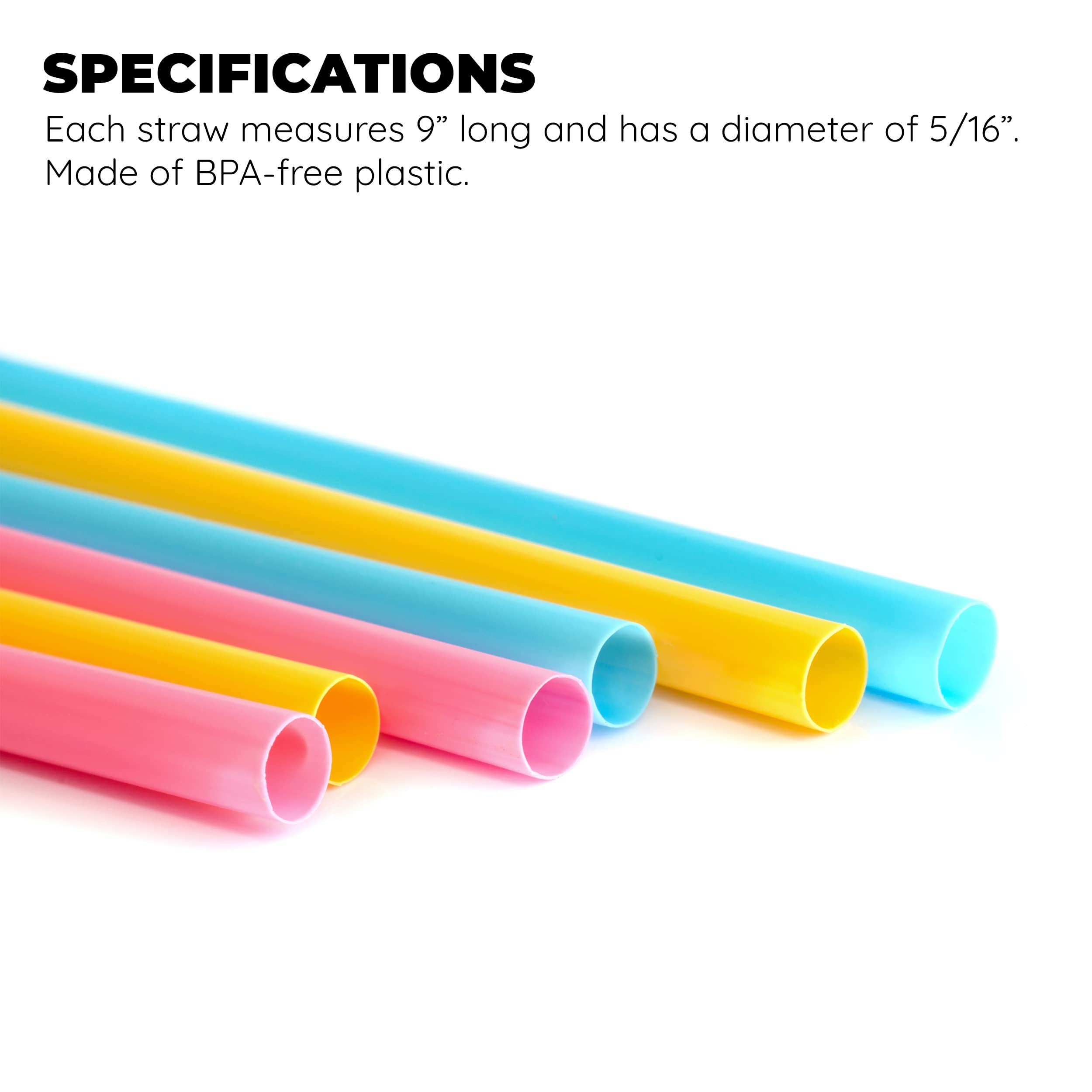 Jacent Jumbo Smoothie Straws: 36 Count Per Pack, Disposable Big Plastic Drinking Straws For Milkshakes, Drinks, Smoothies