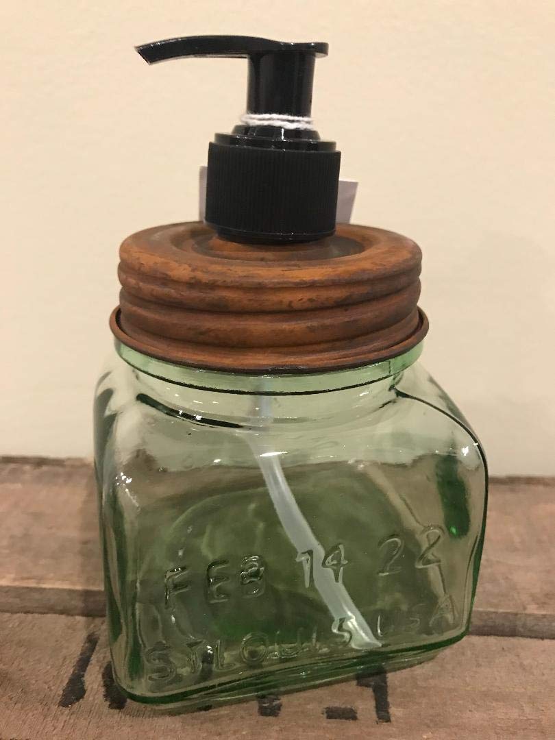 Cwi Collection Green Glass Soap/Lotion Dispenser - Embossed With Dazey Churn Mfg. Co.