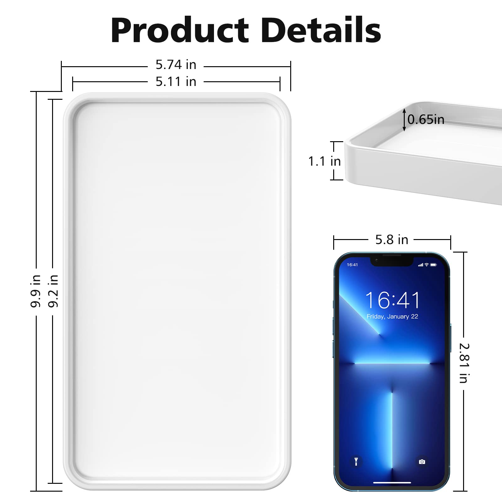 Gurygo 10" Ceramic Bathroom Vanity Tray - White Soap Dispenser Tray for Kitchen & Bathroom Organization (Model 001)