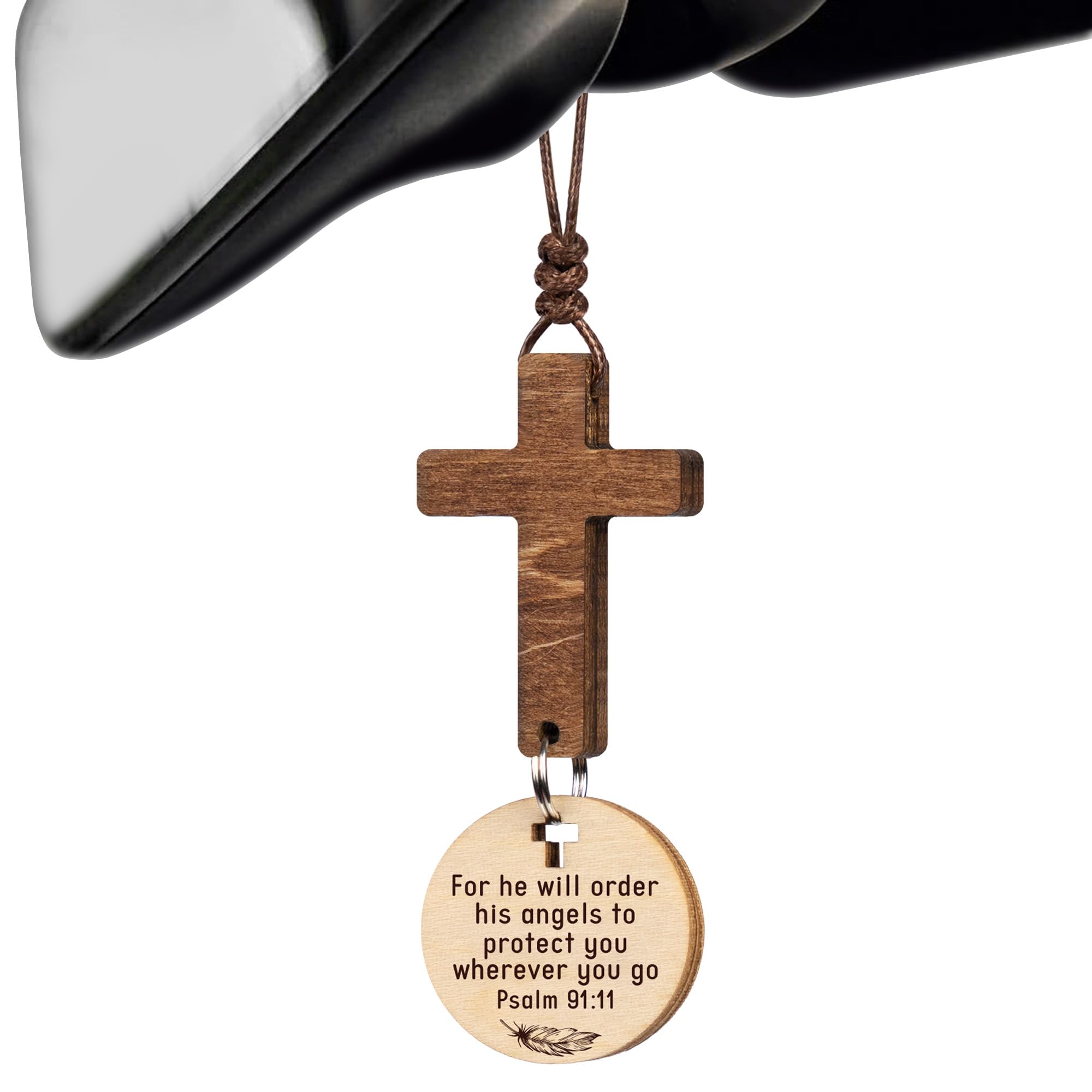 Cross for Car Mirror Hanging Christian Gifts for Men, Women - Scan Phone for Daily Bible Verse Car Rearview Decor Accessories, J