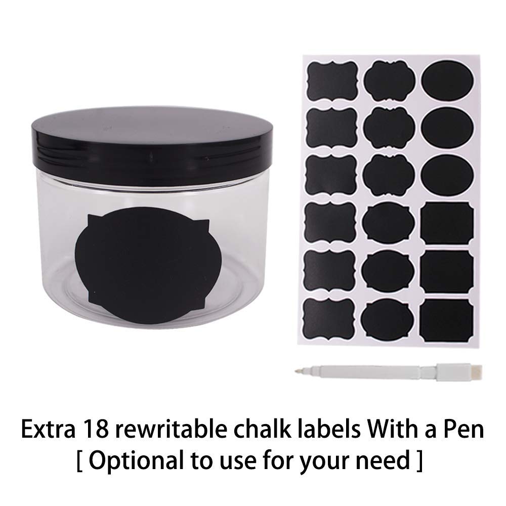 Zmybcpack 12 Pack 8 Oz Clear Plastic Jars With Black Lids, A Spatula, A Pen & Labels - Bpa Free Pet Container For Cosmetics, Cre