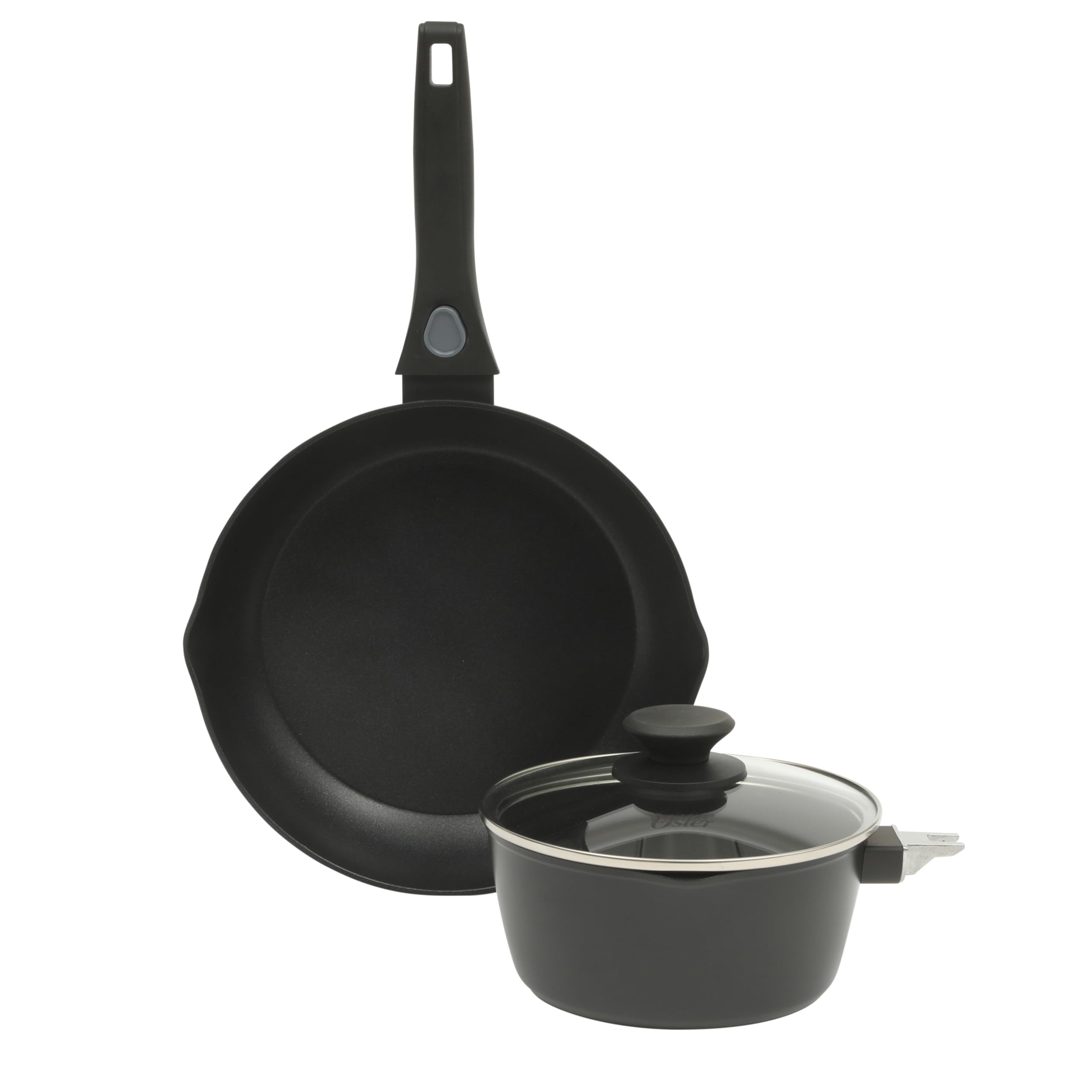 Oster Smarthandle 2-Piece Fry Pan Set, 11-Inch & 9-Inch Nonstick Skillets With Removable Handle - Oven & Dishwasher Safe, Space-