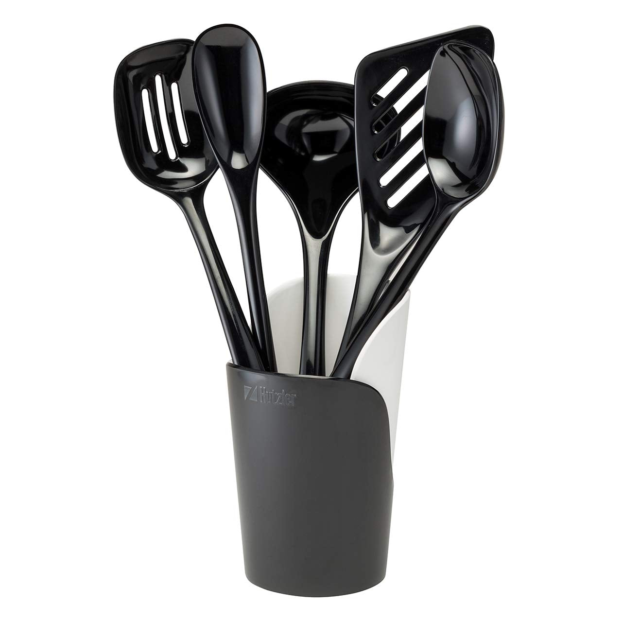 Hutzler Melamine Cooking Utensils And Crock Set, 6-Pc, Black