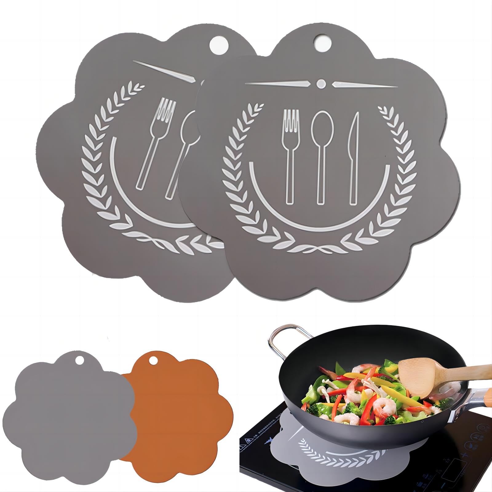 Induction Cooktop Protector Mat Silicone Fiberglass Scratch Pad 2 Pcs Cooking Mats For Induction Cooktop Non Slip 10 Inches Fire