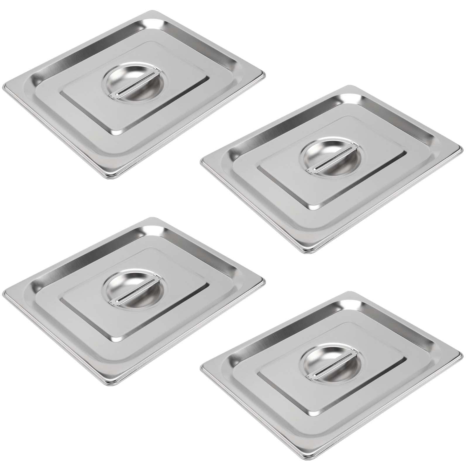Japchet 4 Pack 1/2 Size Stainless Steel Steam Table Lid, Steam Table Pan Lids With Handle Hotel Pan Cover For Kitchen, Hotel, Re