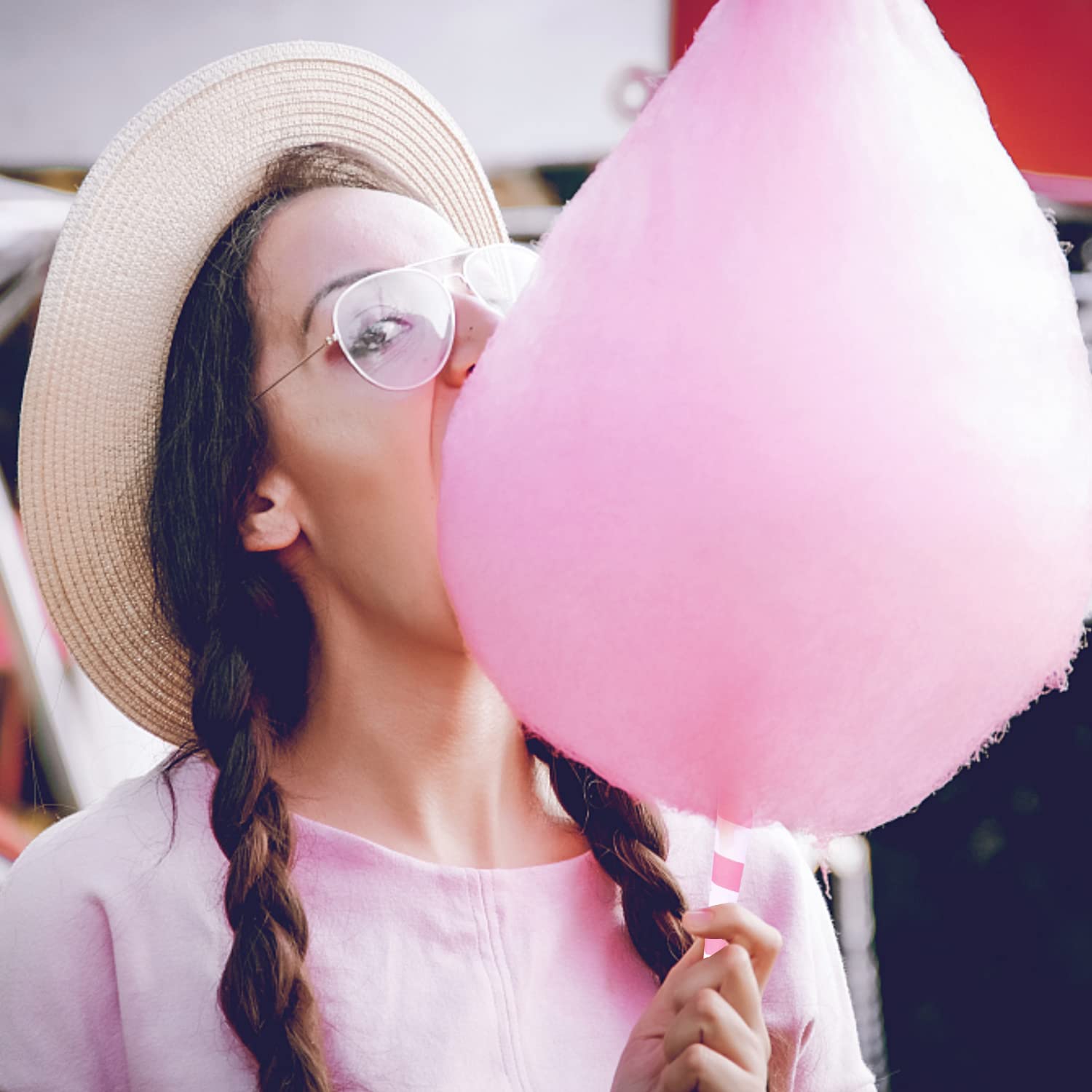 Outamateur 90Pcs Multicolor Cotton Candy Paper Cones For Cotton Candy Making In Parties & Festivals