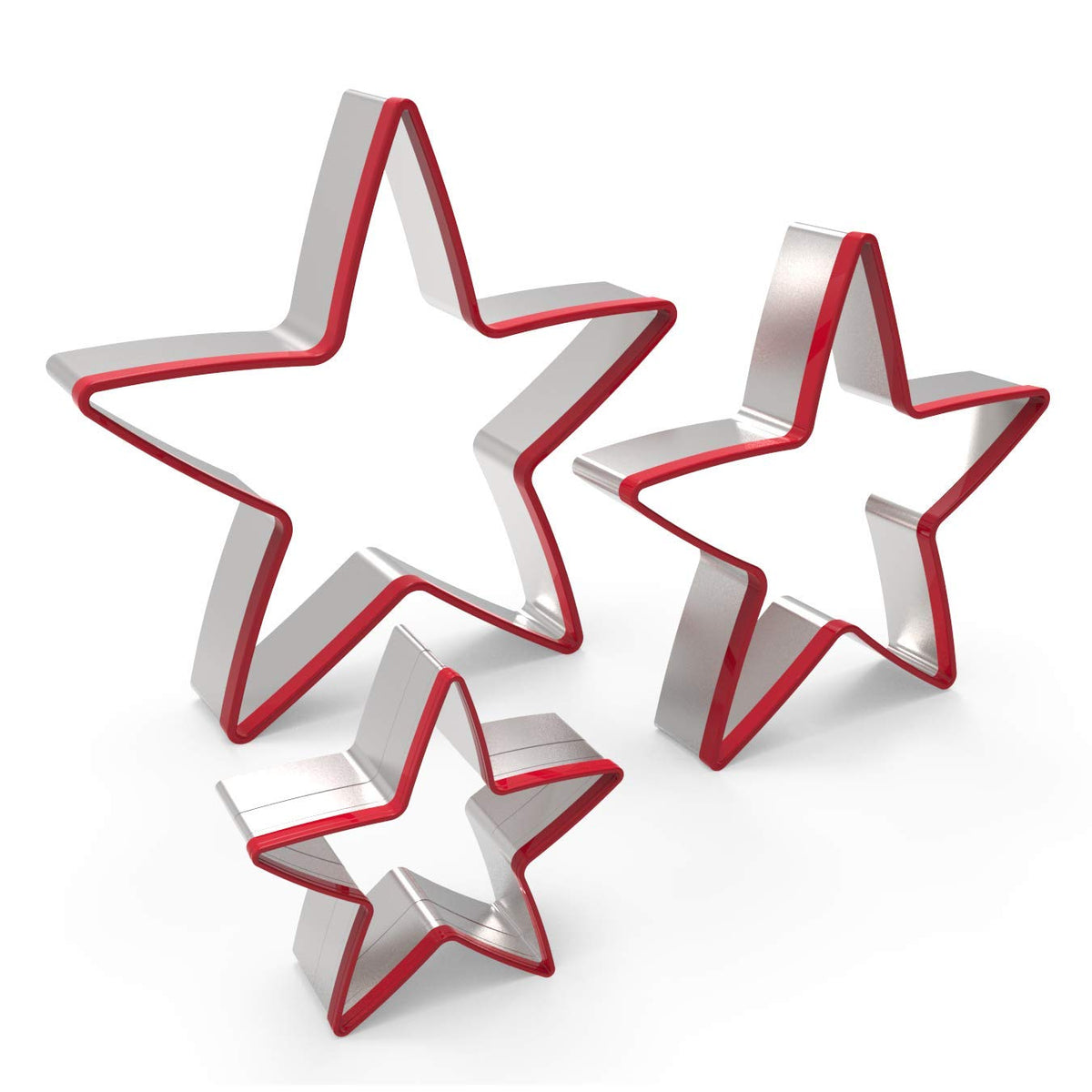 Star Cookie Cutters Set 3Pcs Stainless Steel,Food Grade Large & Mini Star Cookie Cutter For Pressing Cookie, Sandwich And Bread