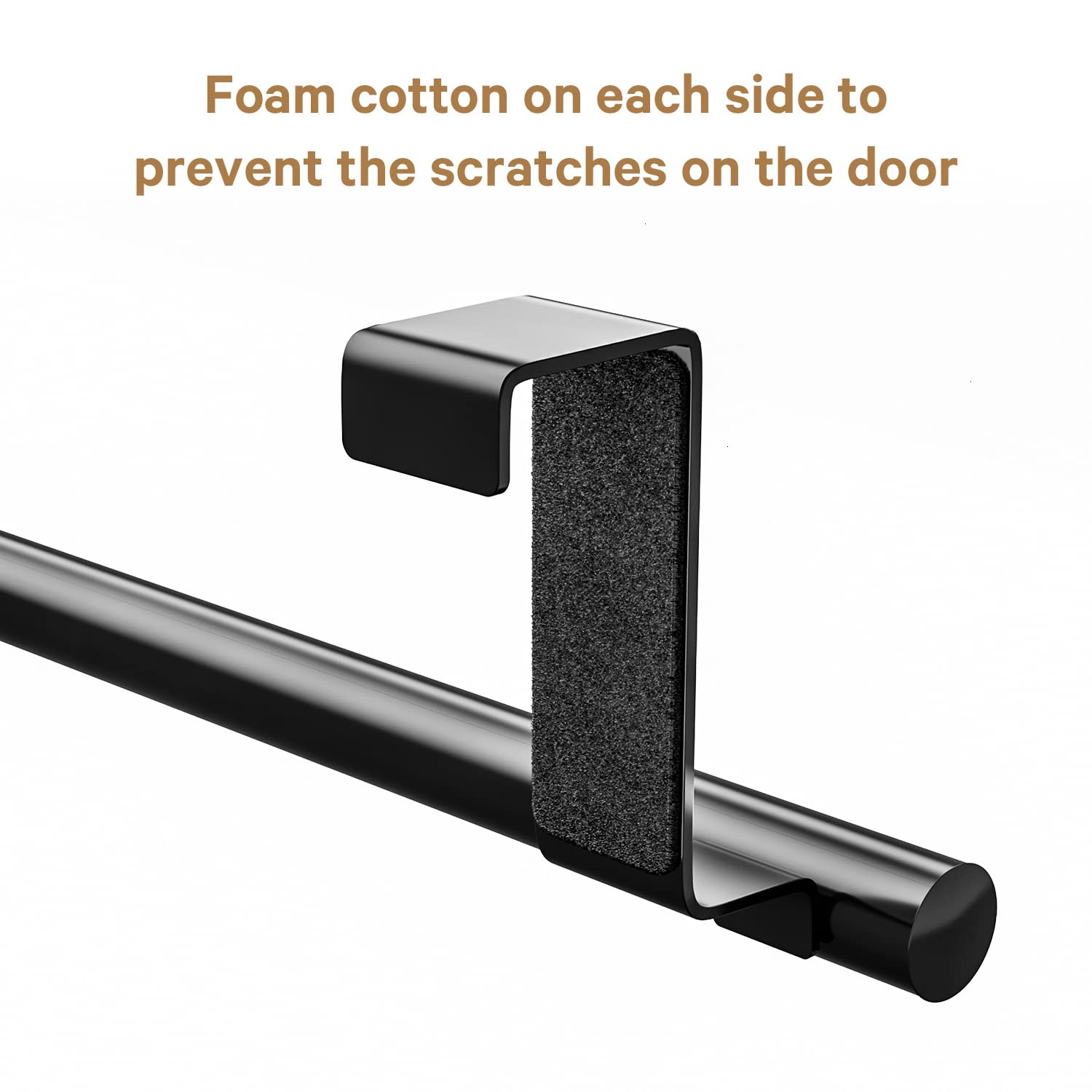 Mosuch Stainless Steel Over Door Towel Rack Bar Holders For Universal Fit On Over Cabinet Cupboard Doors 2 Pack (Black)