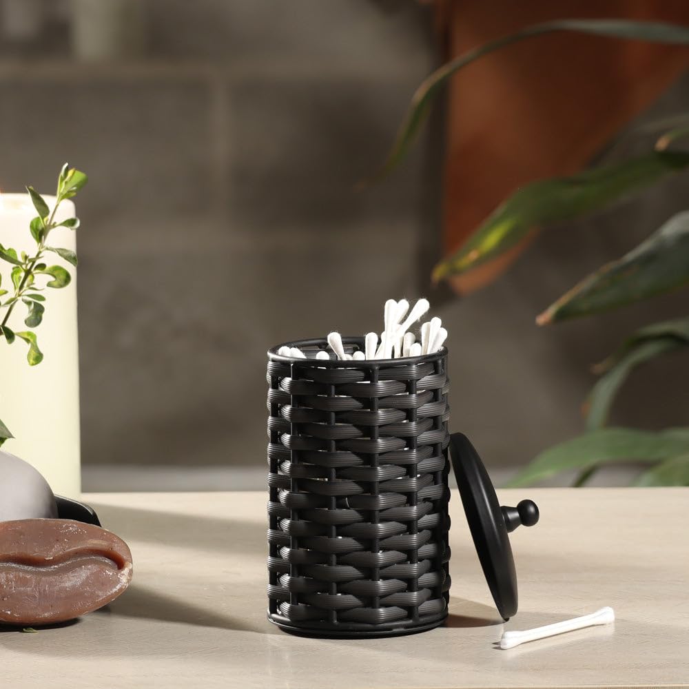 Esq Living Weave Storage Jar With Lid | Kitchen Storage Container Jar | Multipurpose Use | Durable Iron And Plastic | Cylindrica