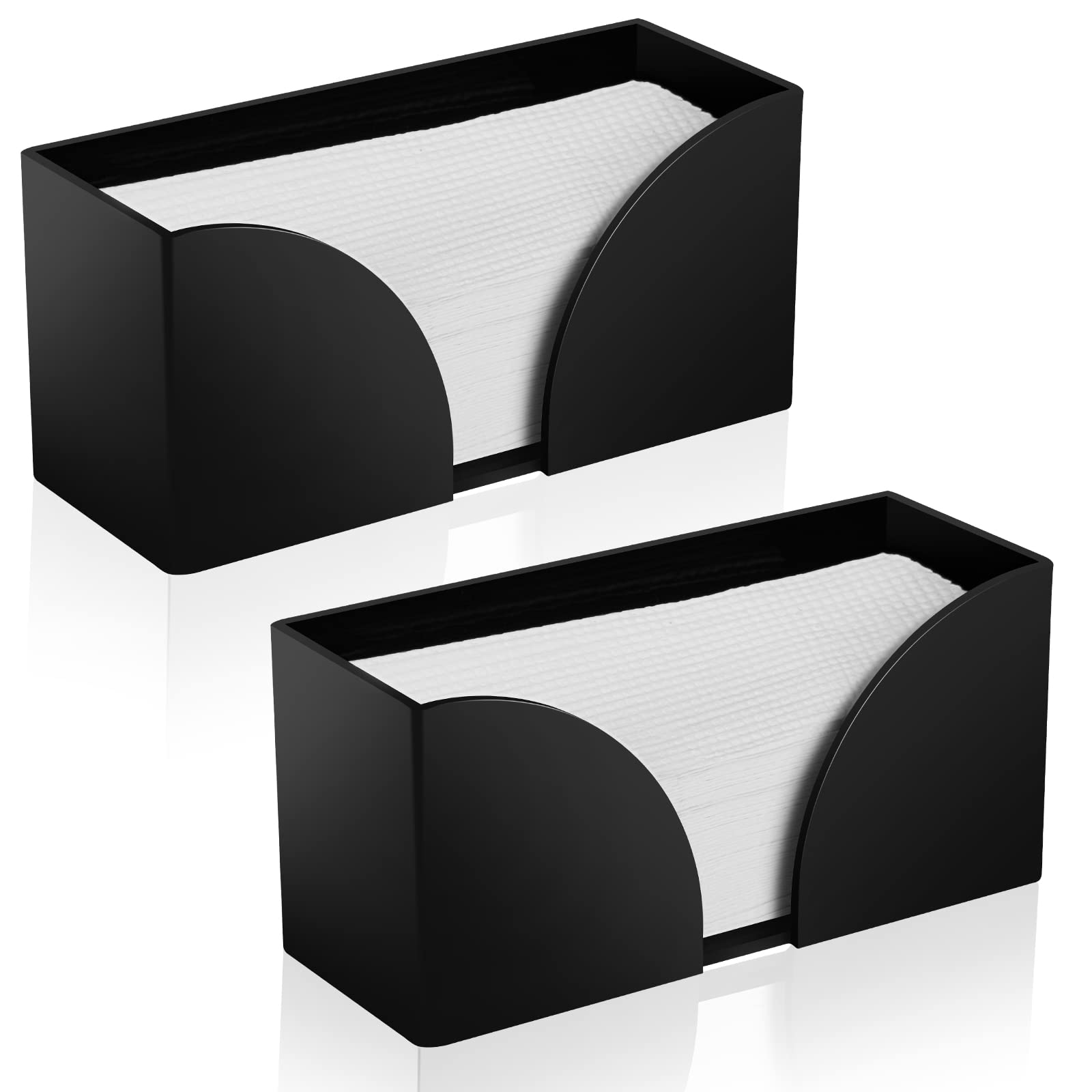 2Pack Paper Towel Dispenser Countertop Black Acrylic Paper Towel Holder For Bathroom Folded Paper Towel Dispenser Clear Trifold