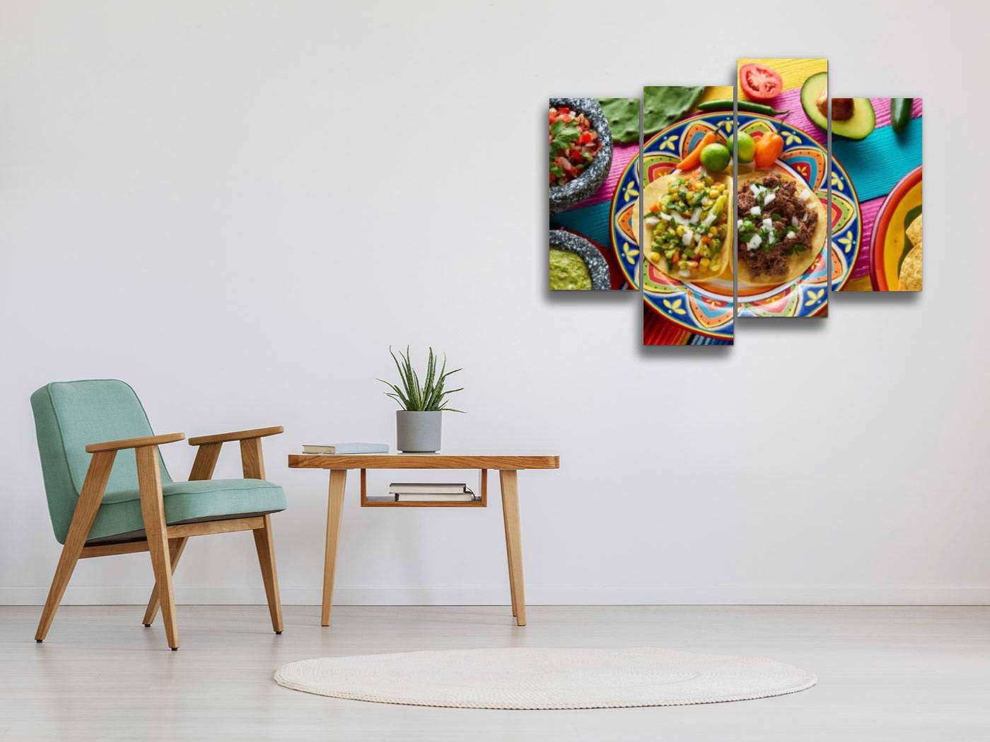 Canvas Wall Art Painting Pictures Mexican Platillo Tacos Barbacoa And Vegetarian Modern Artwork Framed Posters For Living Room R