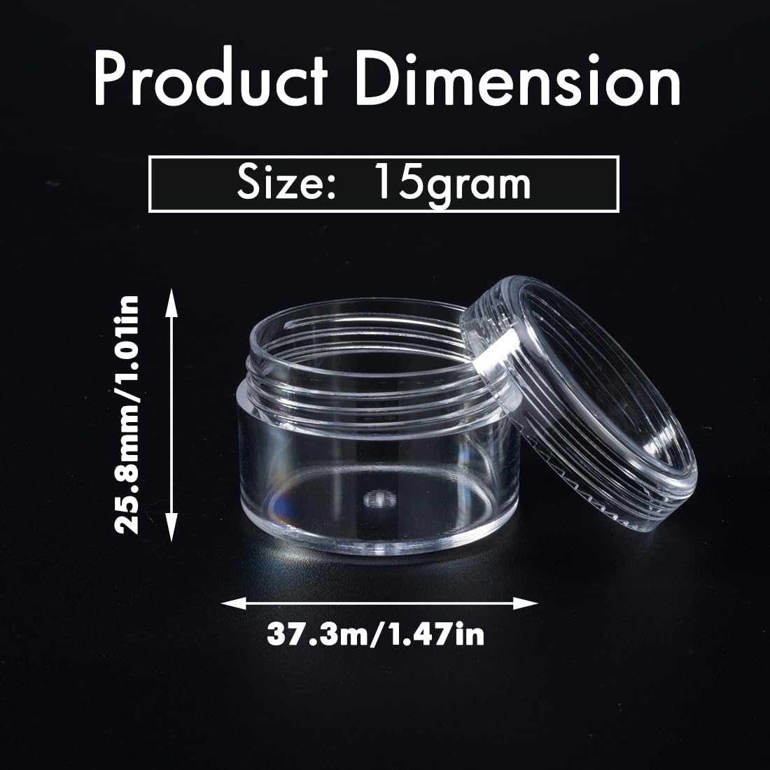 15 Grams Small Plastic Jars With Lids, 12 Pack Travel Cosmetic Containers, Empty Sample Jars With Lids, Body Butter Jars With Li