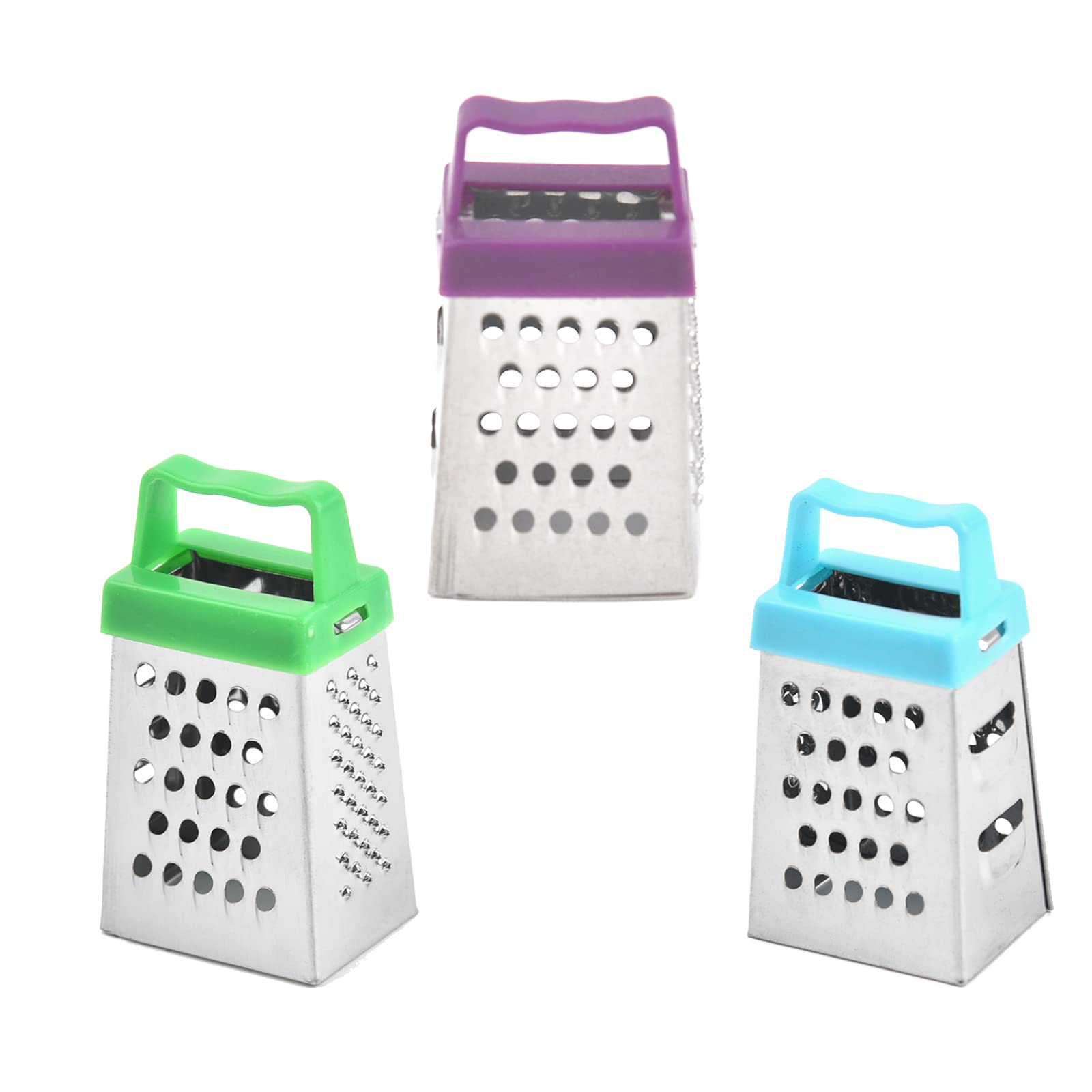 3Pcs Mini Box Grater Set - Stainless Steel Cheese Graters For Kitchen Slicing Cheese, Ginger, And Vegetables - Small Size, Multi