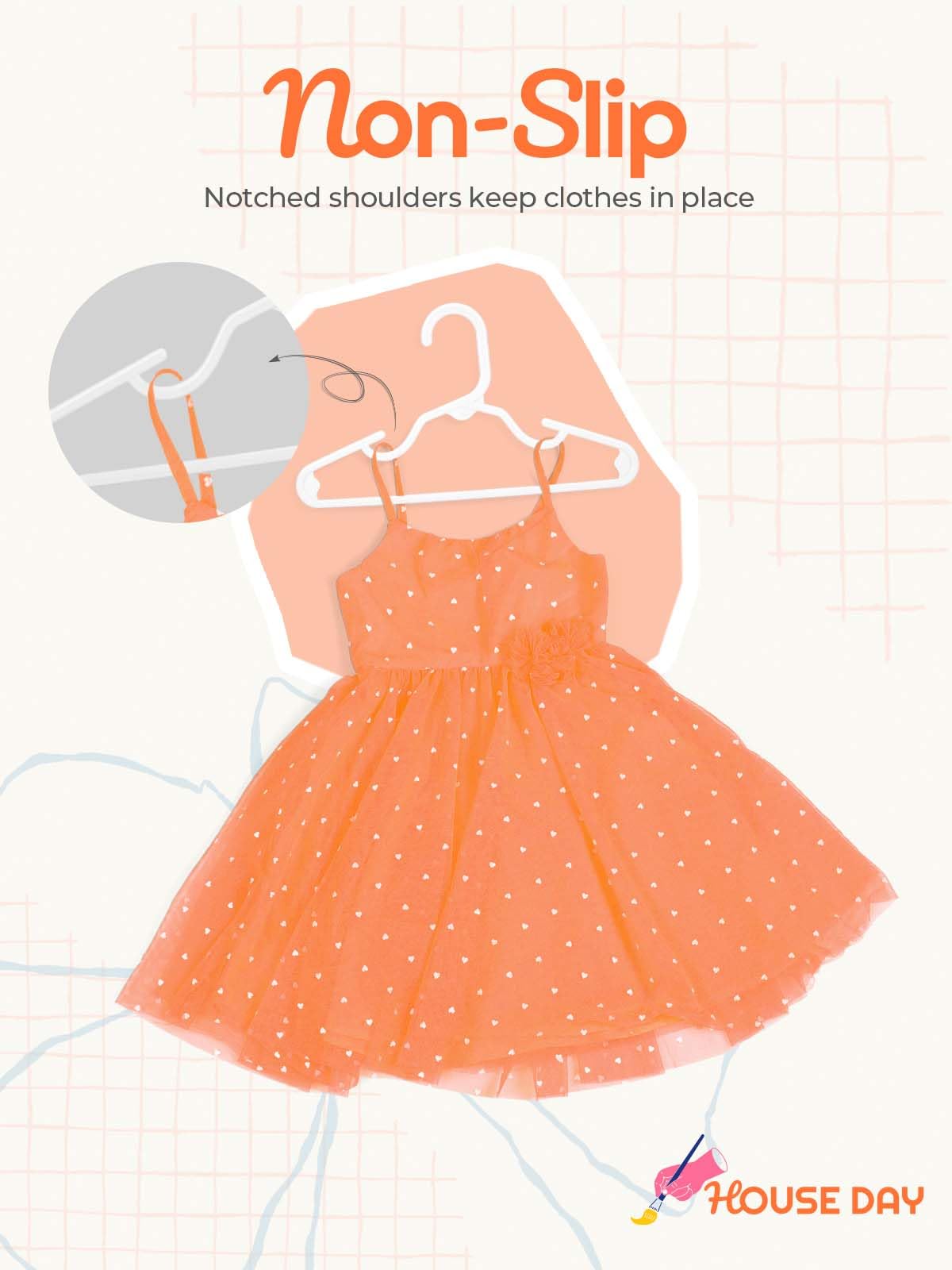 House Day Premium Baby Hangers 60 Pack, 11 Inch Kids Plastic Hangers White, Slim Childrens Hangers For Infant, Toddler, And Chil