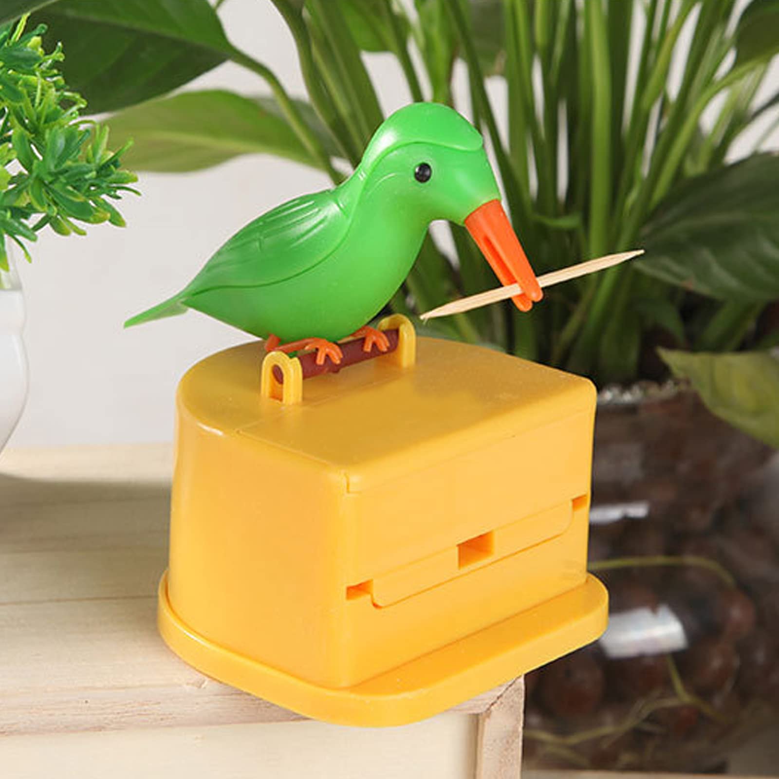 Woodpecker Toothpick Dispenser Little Bird Push-Type Automatic Toothpick Holder With A Toothpick Box Portable Plastic Kitchen De