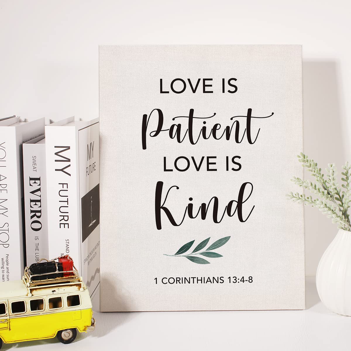 Christian Canvas Wall Art Motivational Love is Patient Love is Kind Canvas Print Scripture Bible Verse Painting Home Wall Decor