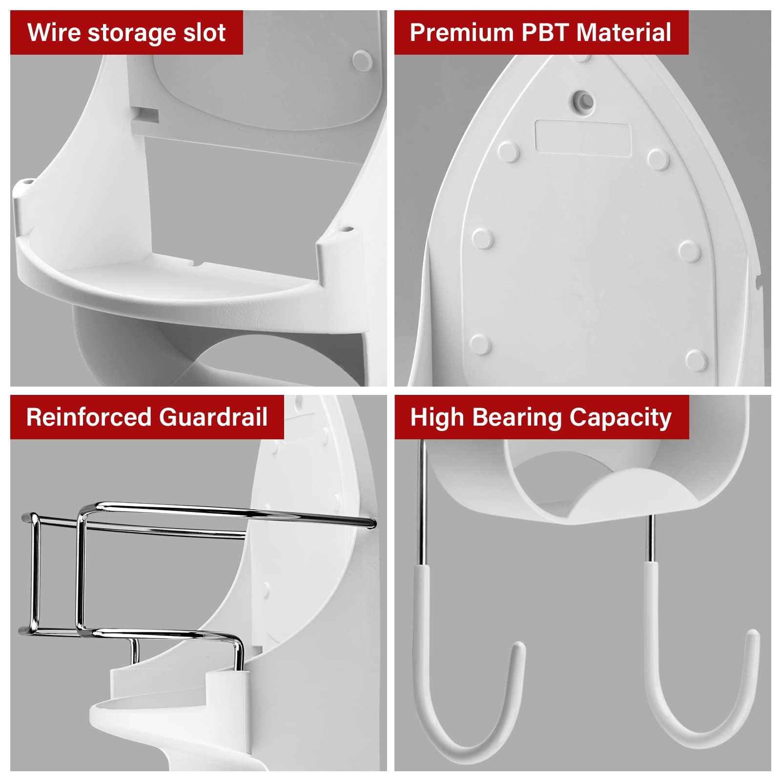 Alpinista Ironing Board Hanger Wall Mount Ironing Board Holder Wall Mount For Laundry Rooms Storage Organizer, White