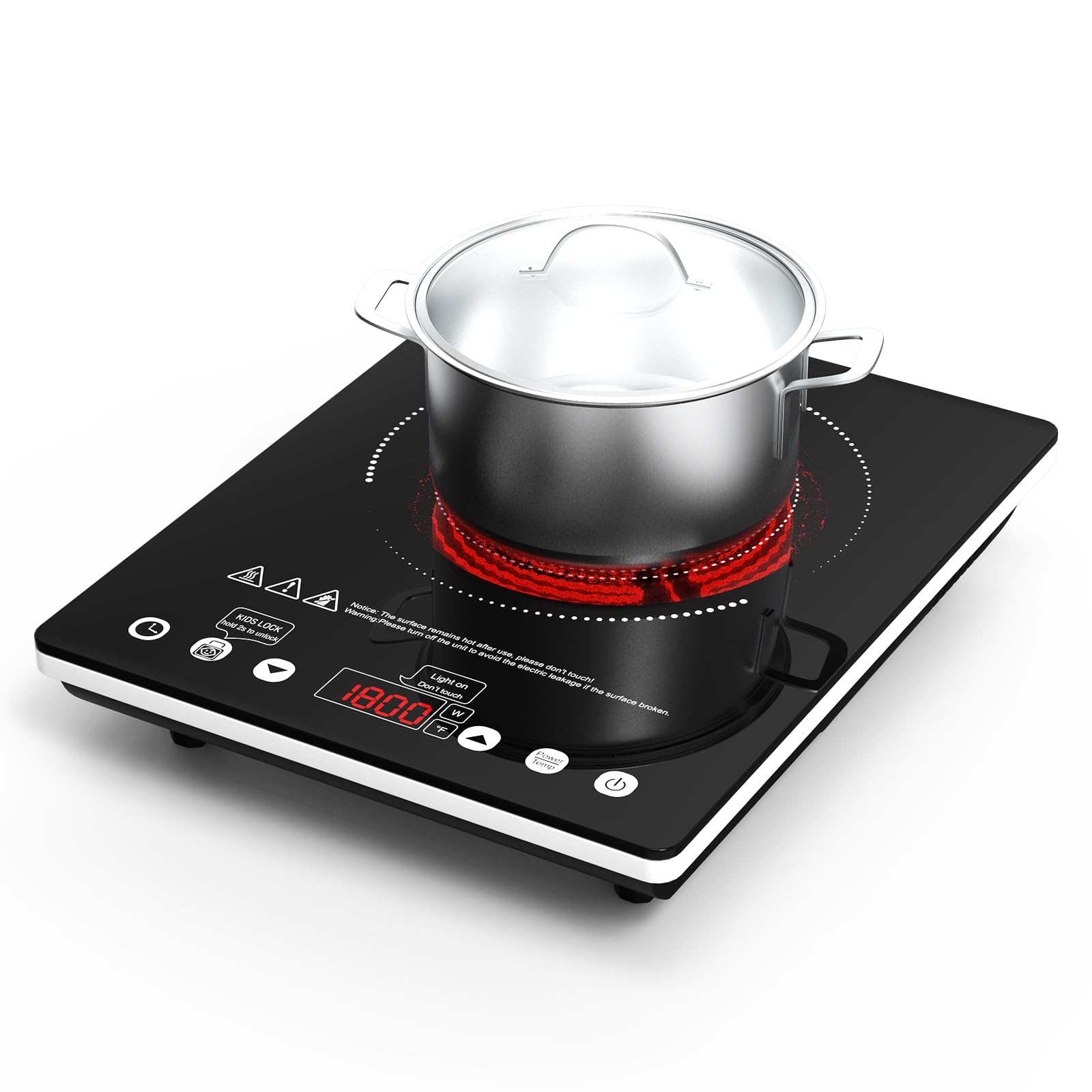 Electric Cooktop 12 Inch,Single Burner Plug In Portable 110V Electric Cooktop, Countertop Ceramic Stove Top With Power Levels An