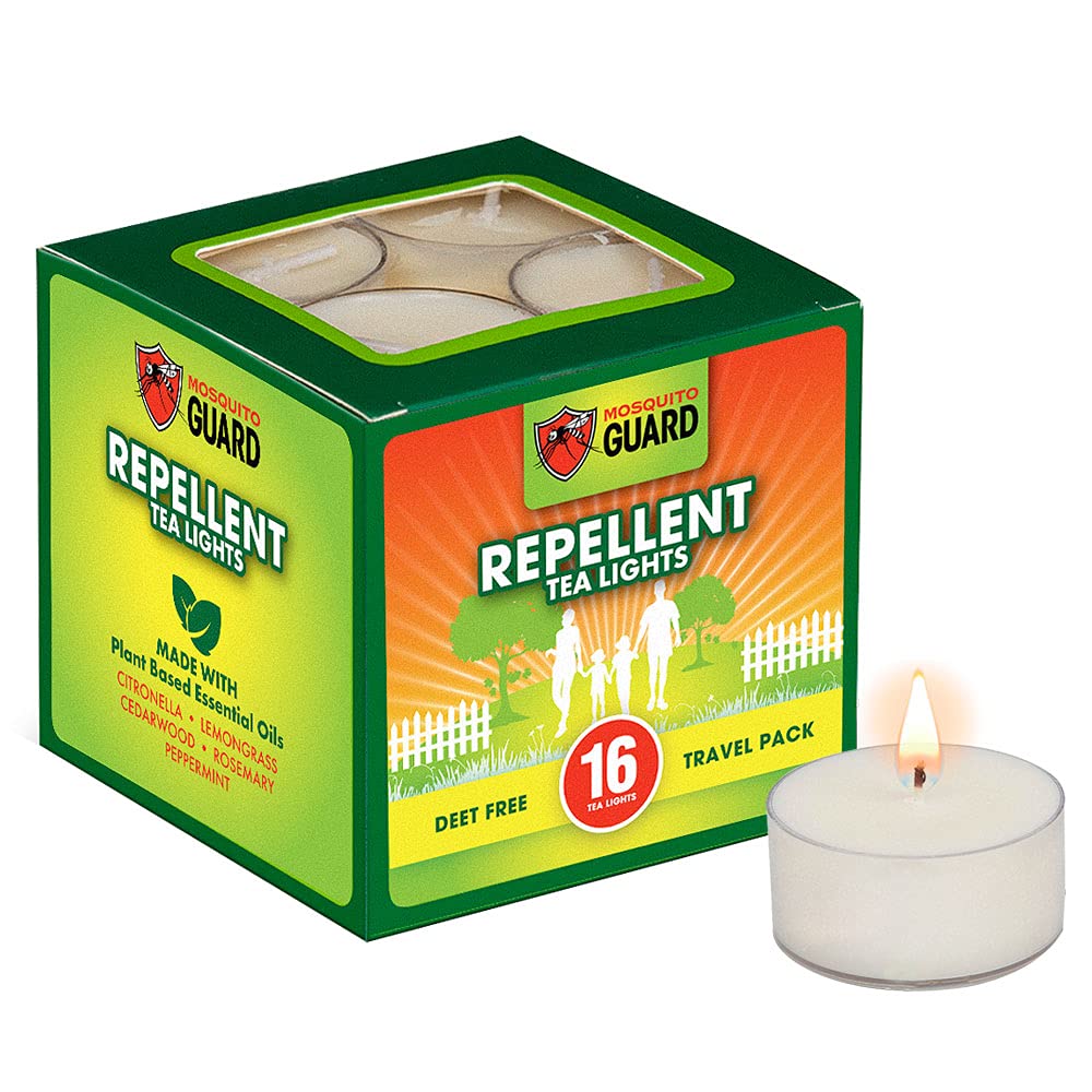 Mosquito Guard 16 Tealight Citronella Candles Outdoor Mosquito Repellent Indoors, DEET Free Mosquito Candles, Natural Mosquito R