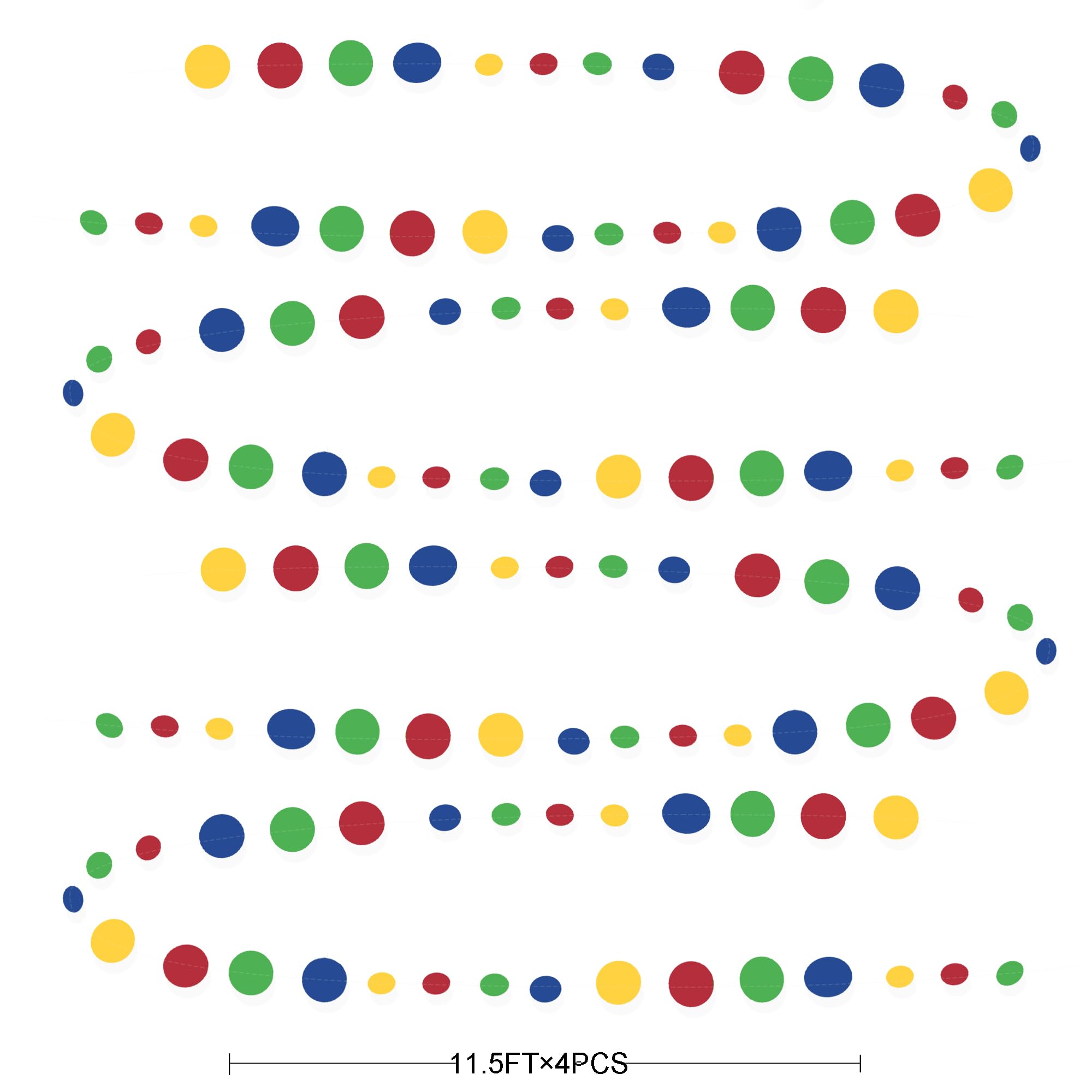 Super Mario Party Decorations Circle Dot Garland Red Blue Yellow Green Hanging Paper Polka Dot Streamer For Birthday Baby Shower