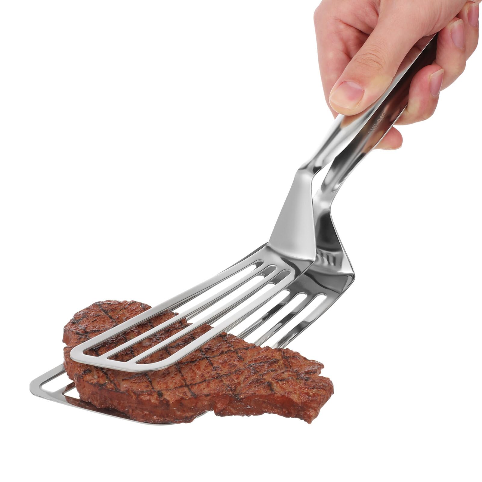 Stainless Steel Spatula Tongs For Cooking Fish Gripper Handy Pizza Clip Slotted Double Spatula Grill Tongs Metal Spatulas For Ki