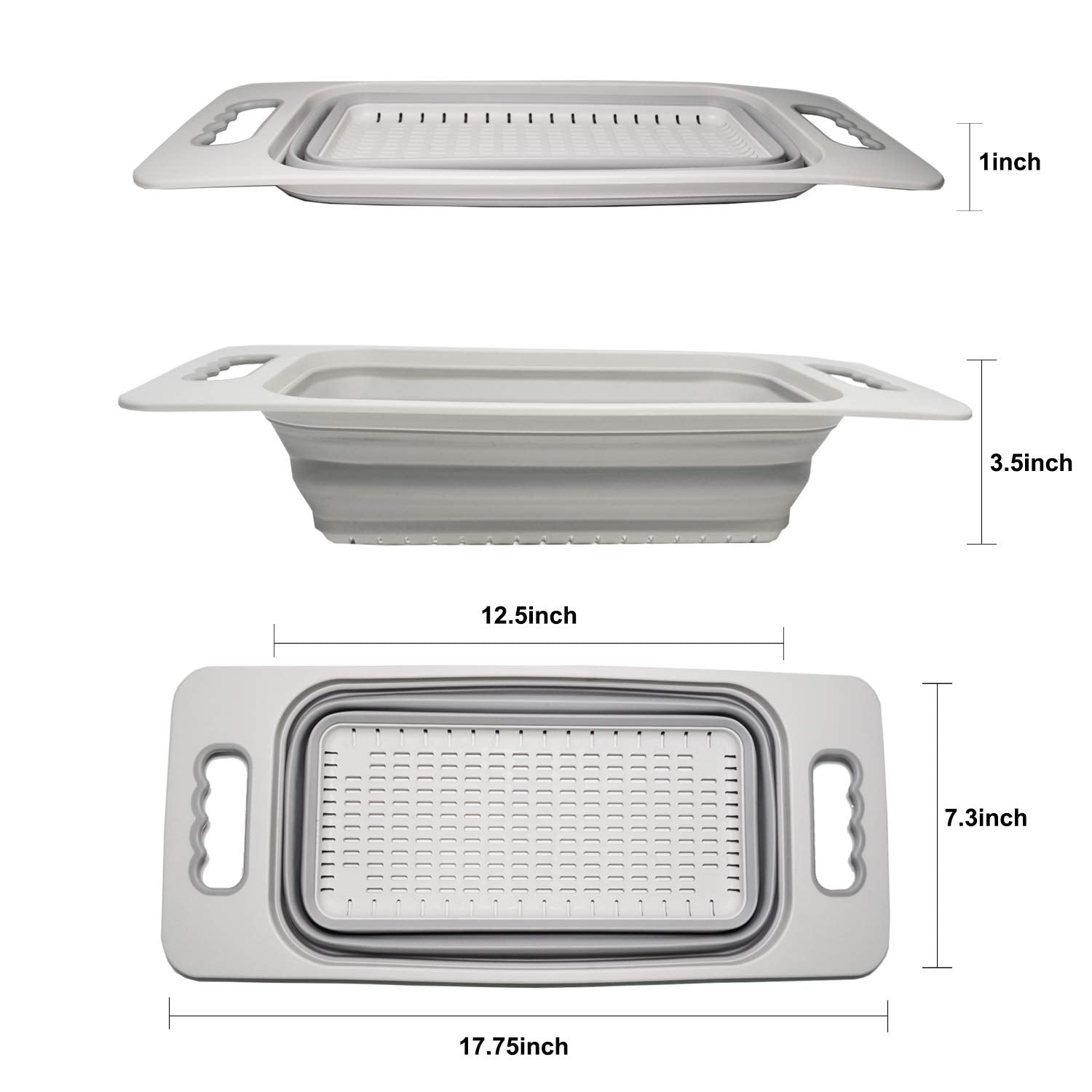 Sammart Over The Sink Rectangular Colander (Grey)