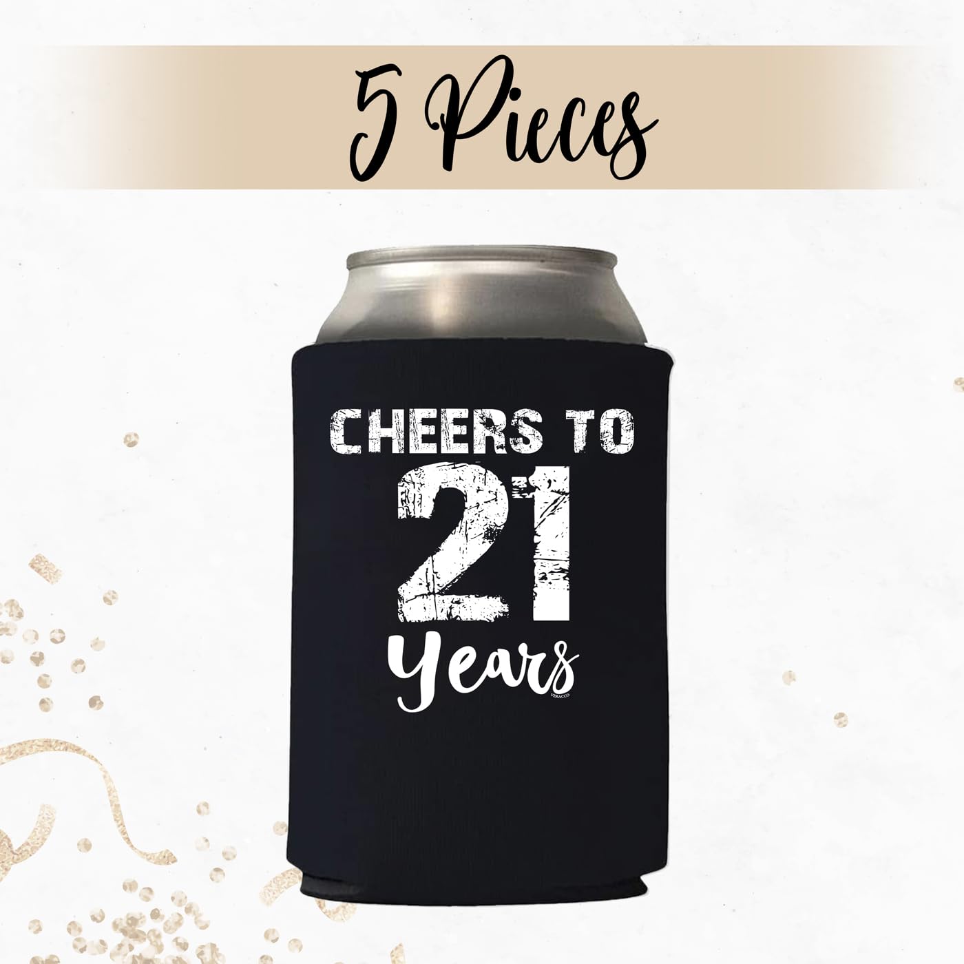 Veracco I'M 21 B Cheers To 21 Years Twenty First Can Coolie Holder 21St Birthday Gift Party Favors Decorations (Black/White, 12)
