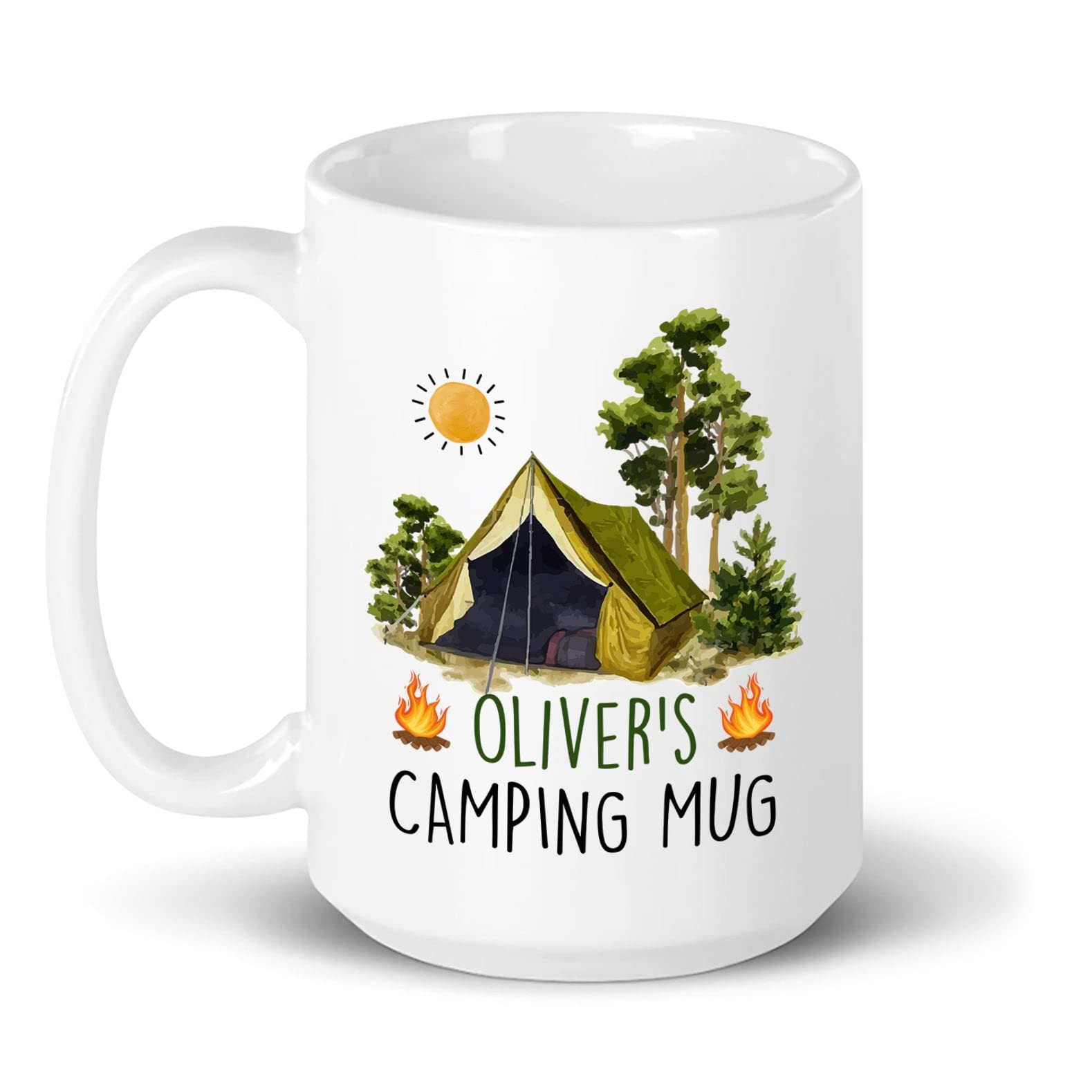 Personalized Camper Mug, Camping Enamel Mug, Camper Coffee Mug, Custom Camping Mug, Forest Camping Mug, Any Name Added To The De