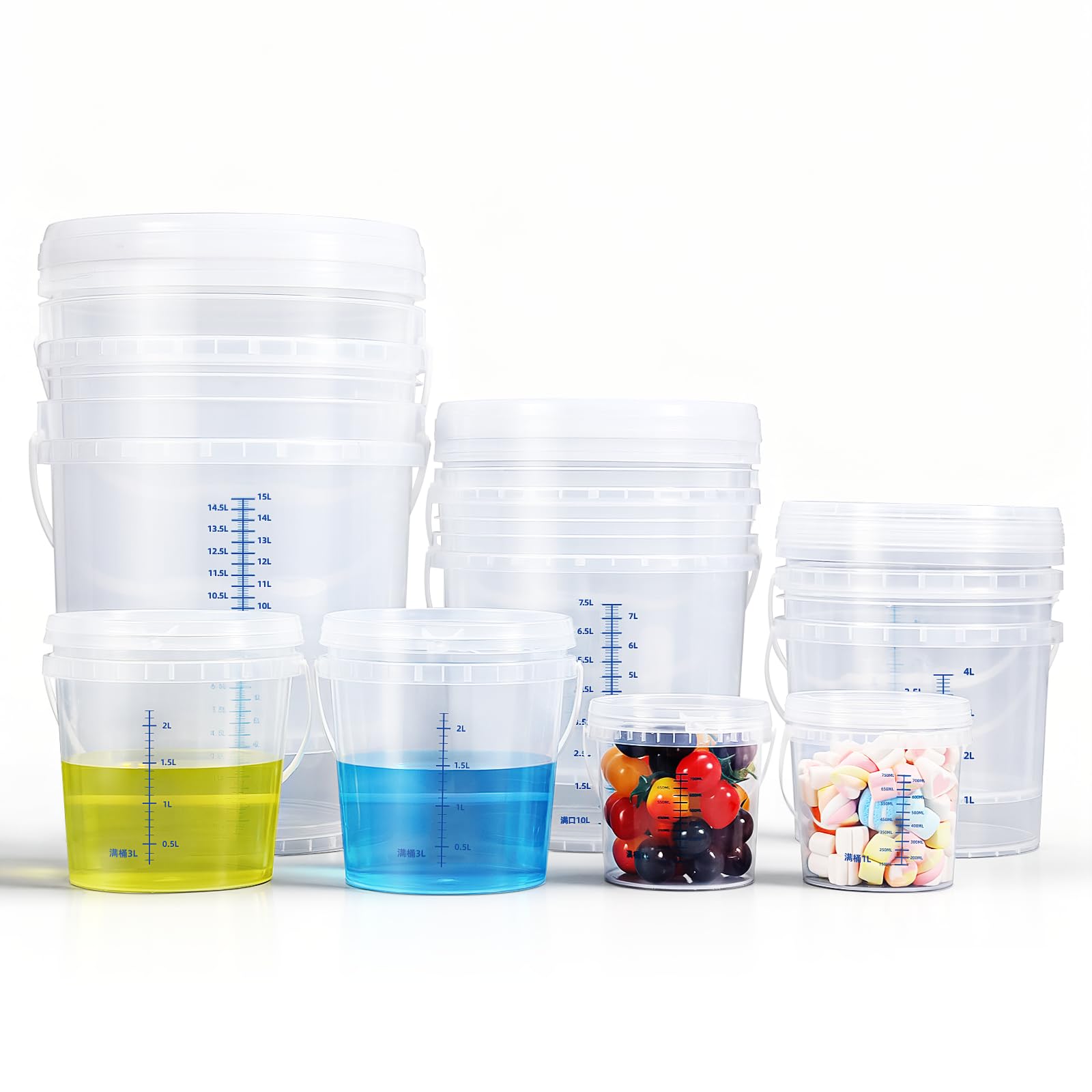 Plastic 5 Gallon Buckets With Scales, Food Grade Plastic Pail, Heavy-Duty, Bpa-Free Container With Lids & Handles, Easy Stacking