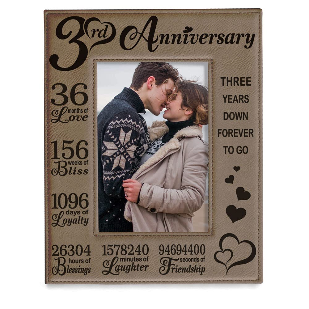 KATE POSH Our 3rd Wedding Anniversary, 3 Years Anniversary, 3 Years of Marriage, Gifts for Couple, Third Anniversary - Engraved 