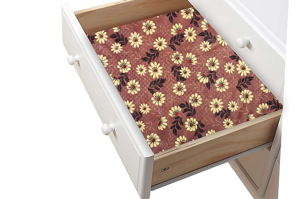 The Furnishing Tree Pvc Kitchen/Wardrobe/Drawer Shelf Mat Width 18 Inches Length 10 Meter Roll Sprig Pattern Brick