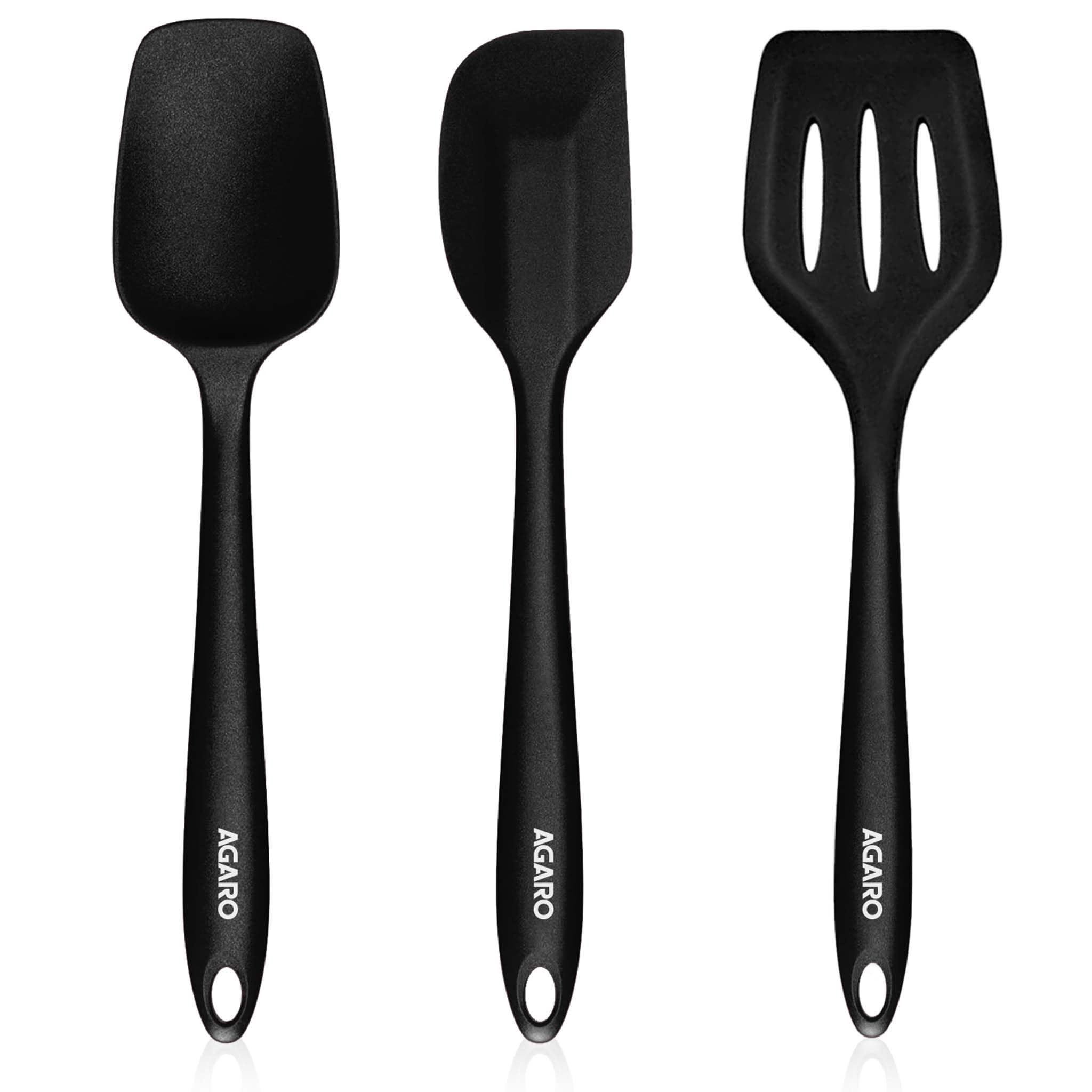 AGARO Deluxe Silicone Spatula Set of 3, Heat Resistant, Cooking, Baking and Mixing, Non-Stick Cookware, BPA Free, Seamless Desig