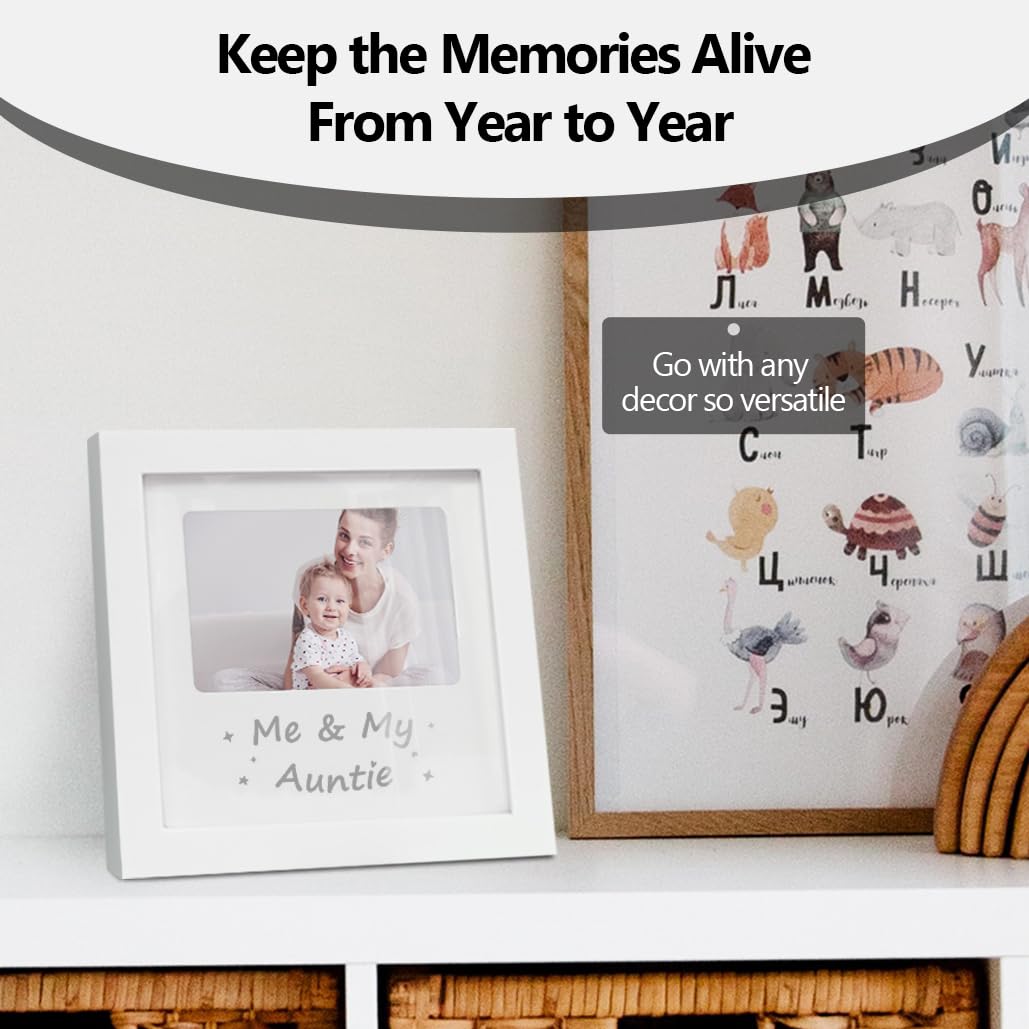 HAMUIERS Me and My Auntie Picture Frame, Aunt Picture Frame Baby Keepsake Photo Frame, New Aunt Gifts, Nursery D?or, White