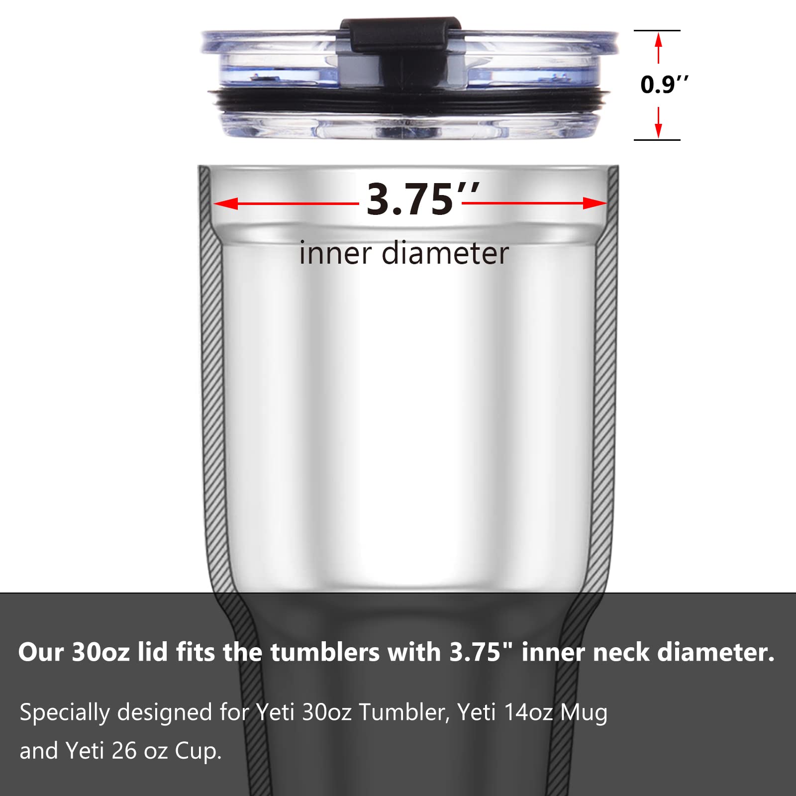 Docik 30 Oz Tumbler Lids For Yeti 30Oz Tumbler Yeti 14Oz Mug And Yeti 26Oz Cup, Spill Proof Splash Resistant Flip Lid, Bpa-Free,
