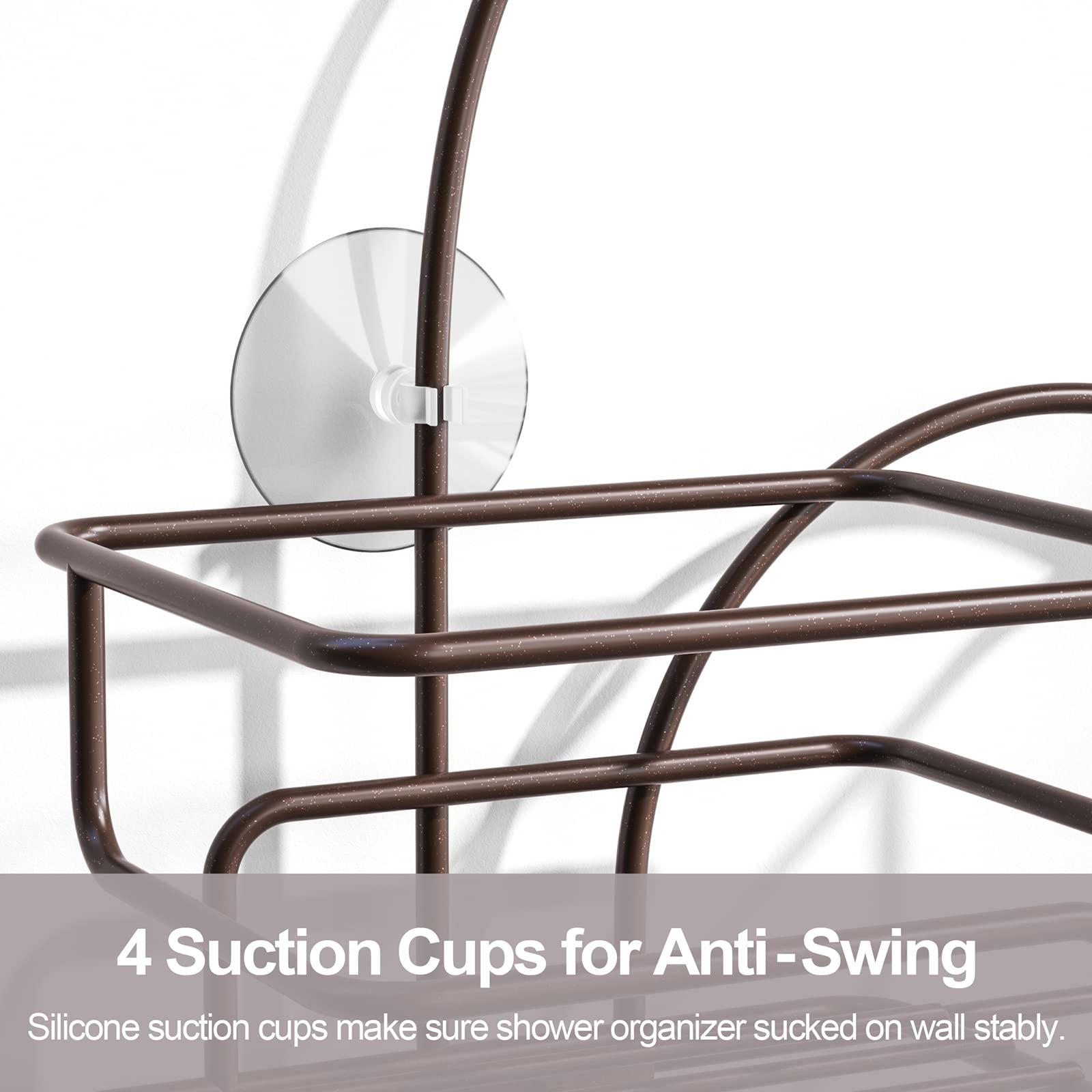 Sriwatana Shower Caddy Organizer Hanging Over Head, Bathroom Shower Rack Hanger With Hooks For Razors - Bronze