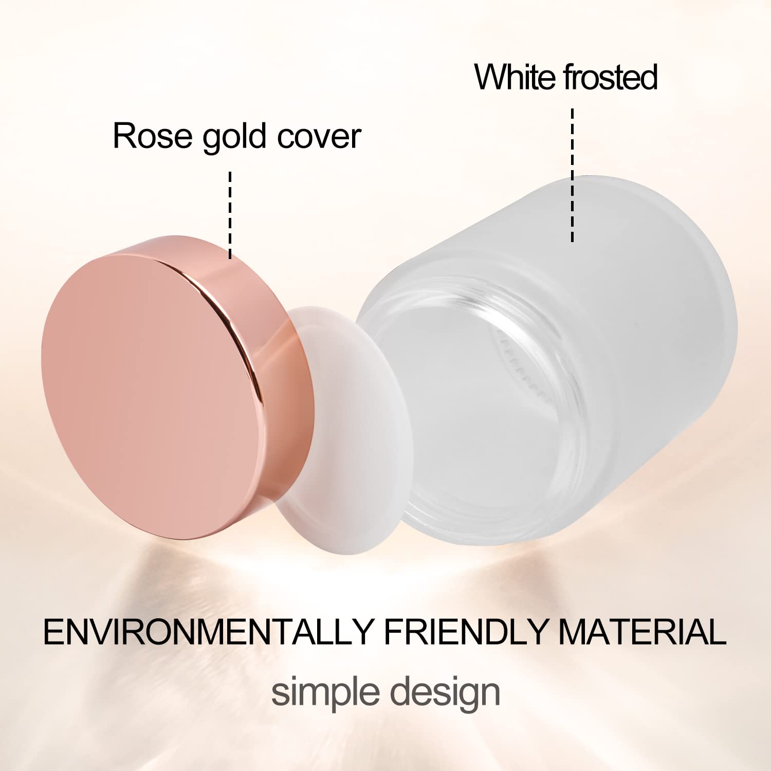 4 Pack,3.4 Oz Frosted Glass Jars With Lids,Round Empty Storage Containers With Rose-Golden Lids & Inner Liners,Travel Jars Pot F