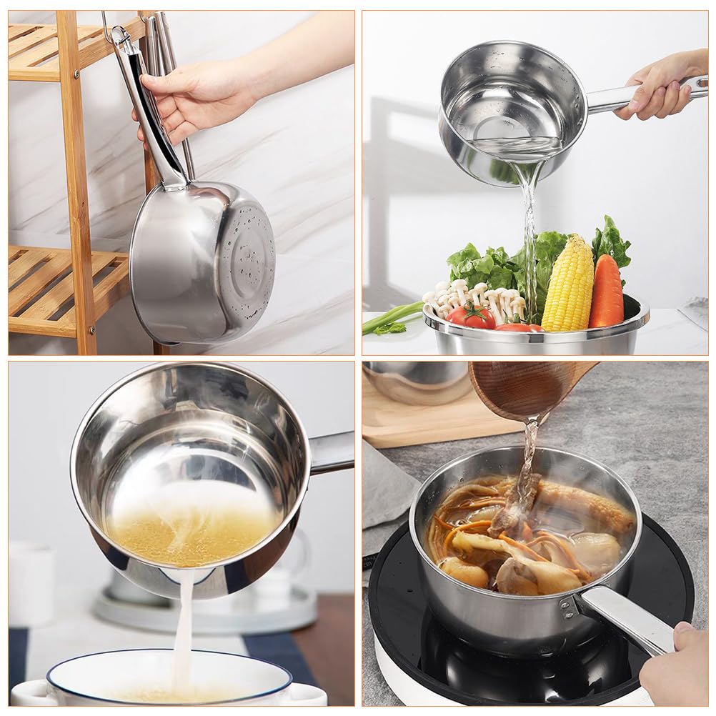 Callaron Stainless Steel Water Ladle Long Handle Kitchen Water Scoop Metal Soup Ladle Spoon Water Dipper Bathing Shampoo Ladle C