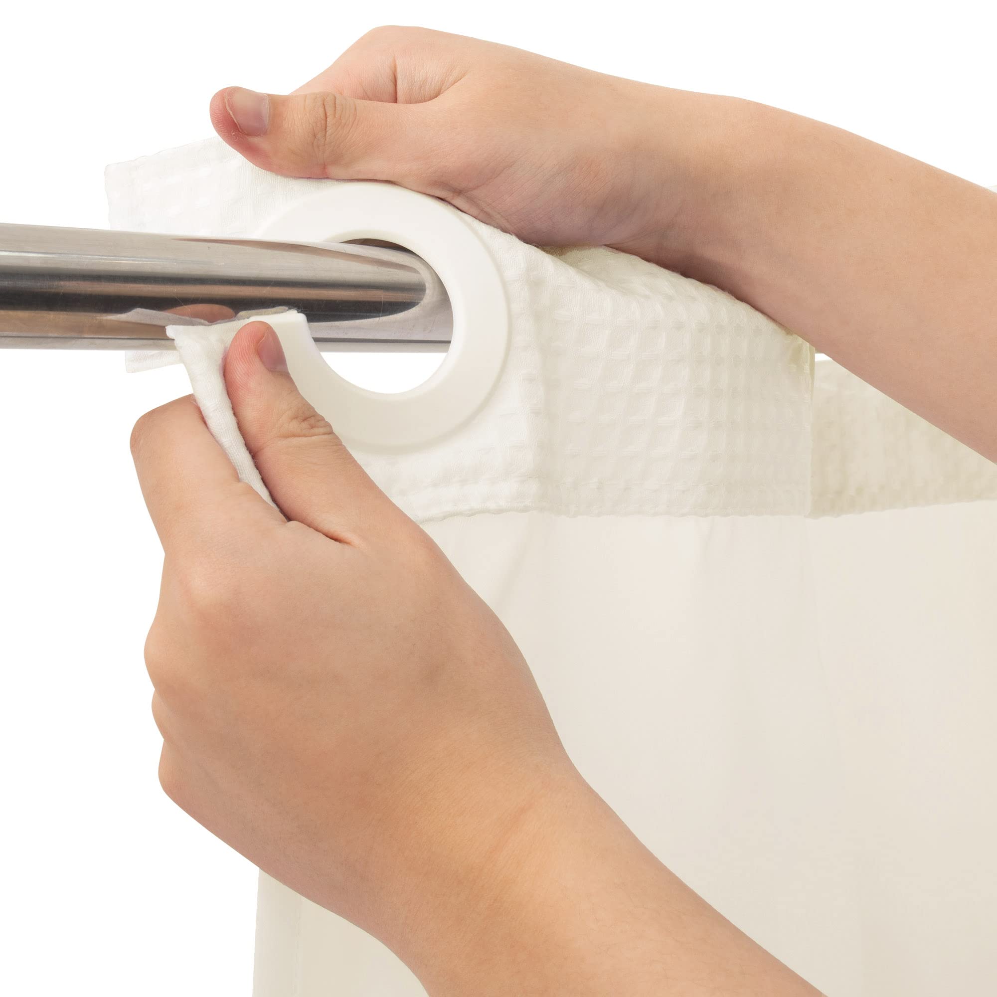 No Hooks Required Waffle Weave Shower Curtain With Snap In Liner - 71W X 74H,Hotel Grade,Spa Like Bath Curtain,Cream