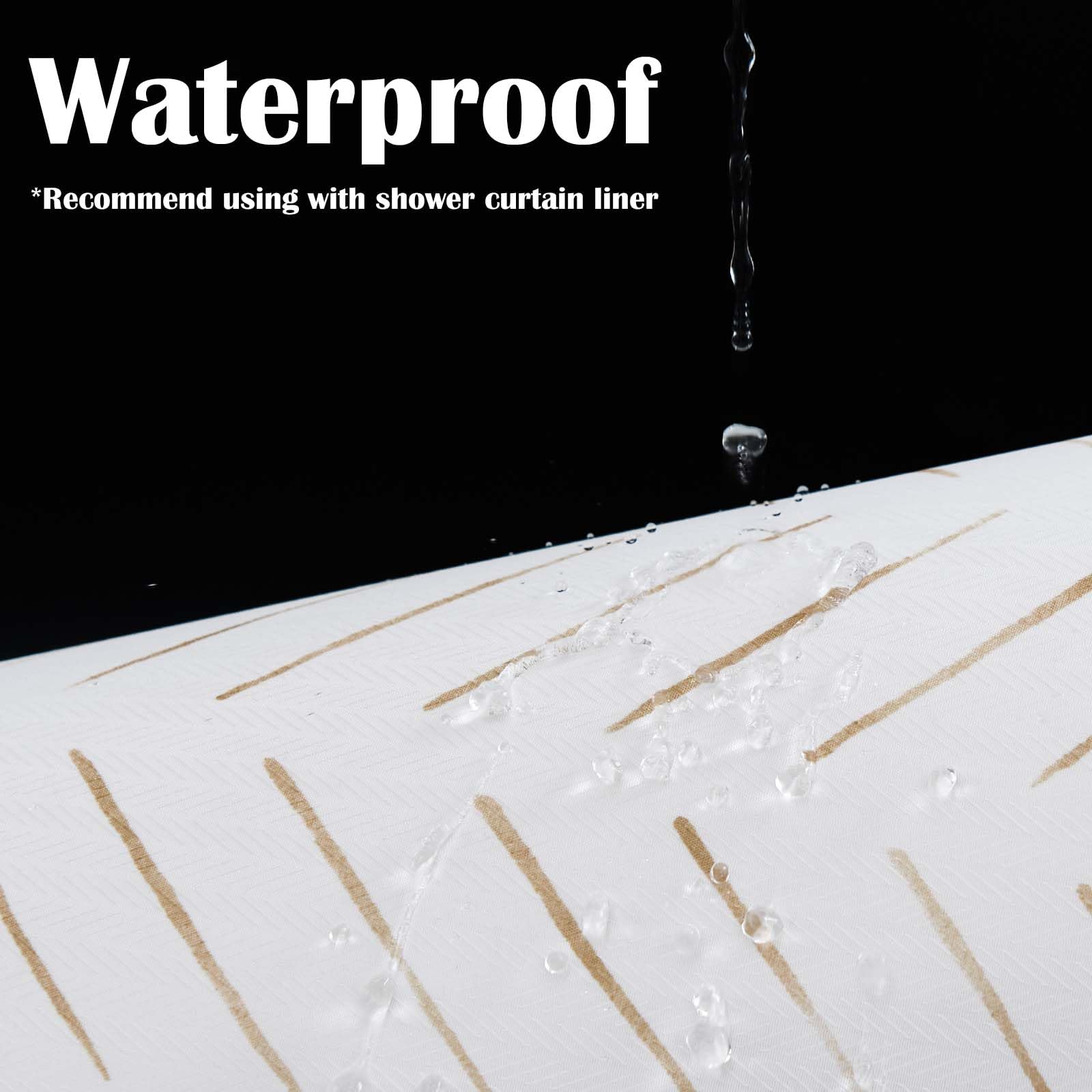 Jinchan Small Stall Shower Curtain 36X72 Inches Taupe And White Herringbone Waterproof Fabric Shower Curtains For Bathroom Zigza