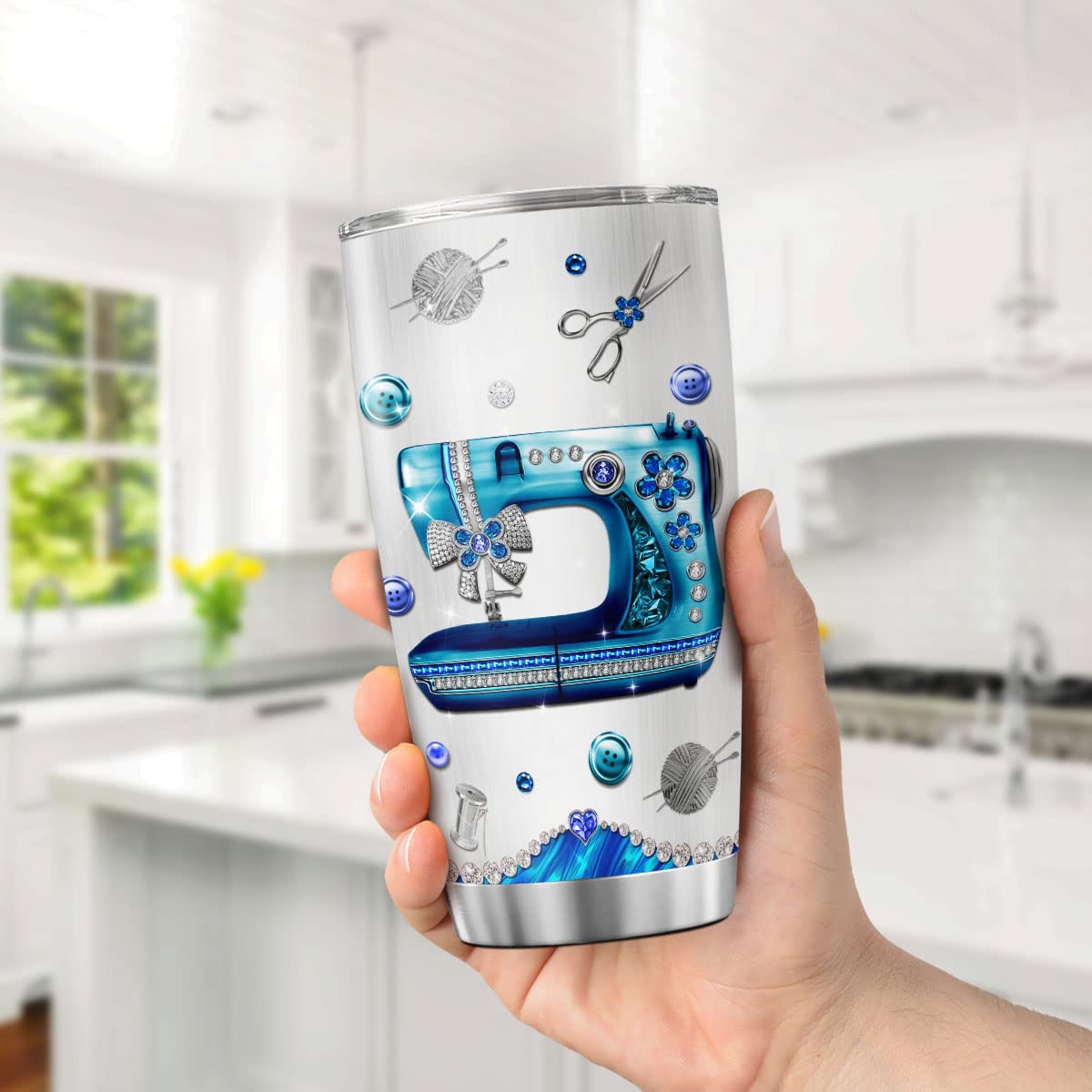 9Gift4You Sewing Machinist Coffee Tumbler Nutrition Facts Birthday Gifts For Women Travel Mug With Lid Insulated Cup Hot Drinkin