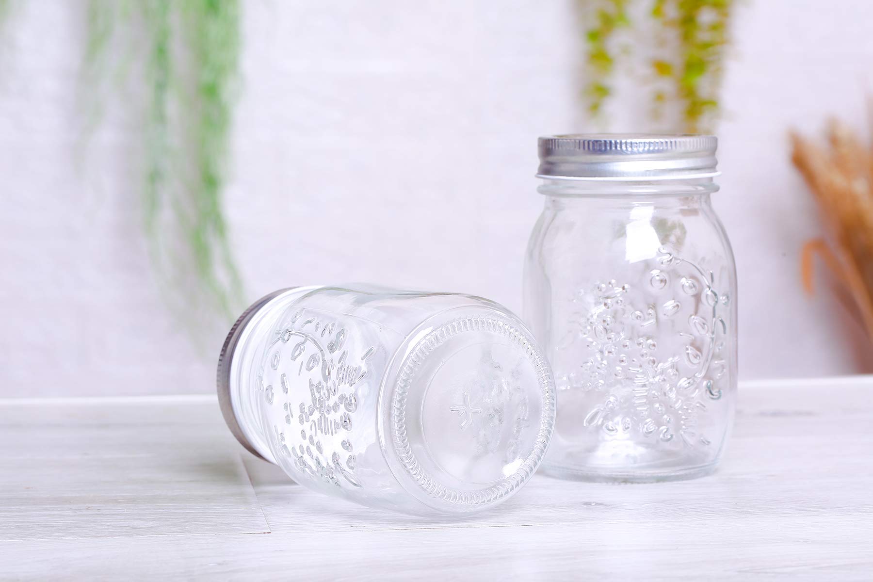 Hovico Mason Jars 17 Oz With Regular Lids And Bands, Ideal For Jam,Dishwasher Safe Mason Jar For Fermenting, Kombucha, Kefir, St