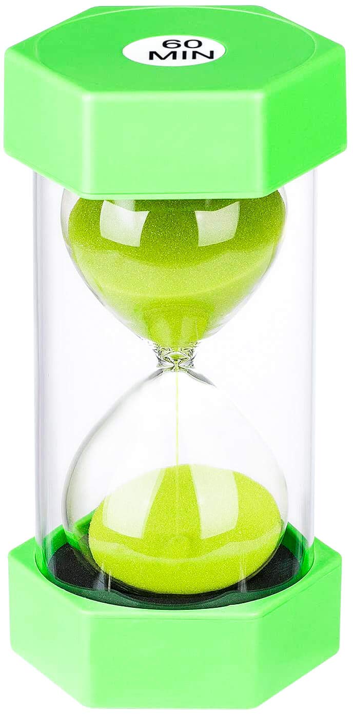 Hourglass Sand Timer 60 Minute,Colorful Sand Watch 60 Min, Small Green Sand Clock 60 Minute, Plastic Hour Glass Sandglass Timer