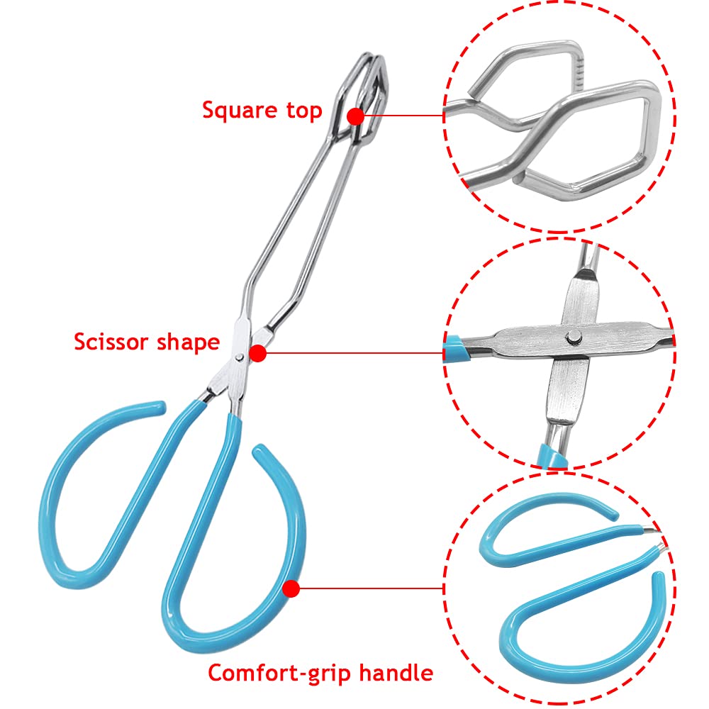 2 Pcs 10 Inch Scissor Food Tongs,Stainless Steel Kitchen Tongs Serving Tong With Comfort-Grip Handle For Cooking,Barbecue,Grilli