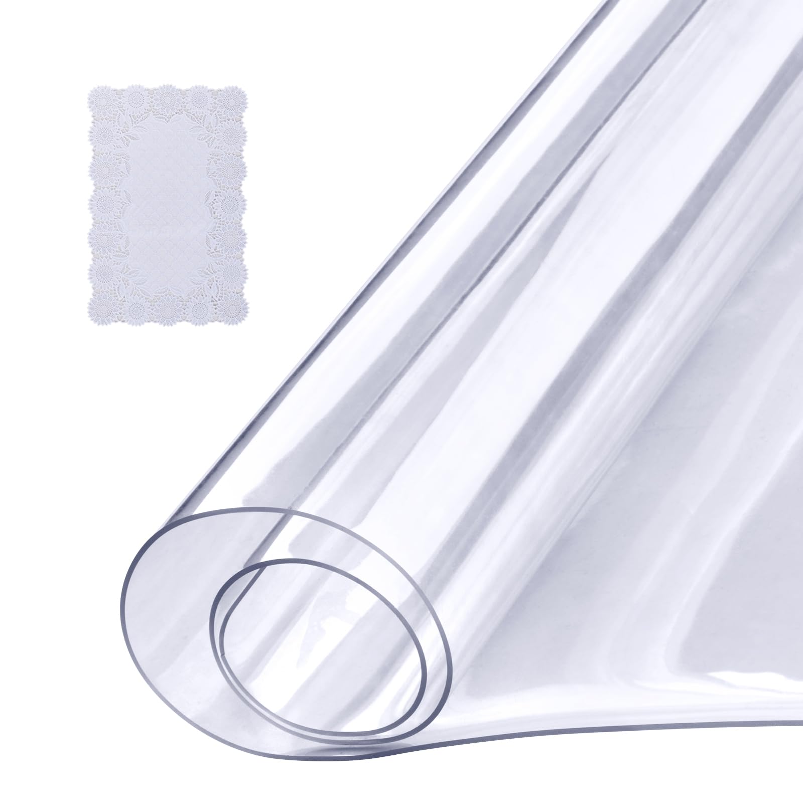 VEVOR Clear Table Cover Protector, 18 x 36 Customizable Plastic Desk Protector, 1.5 mm Thick Clear PVC Cover, Waterproof Desktop